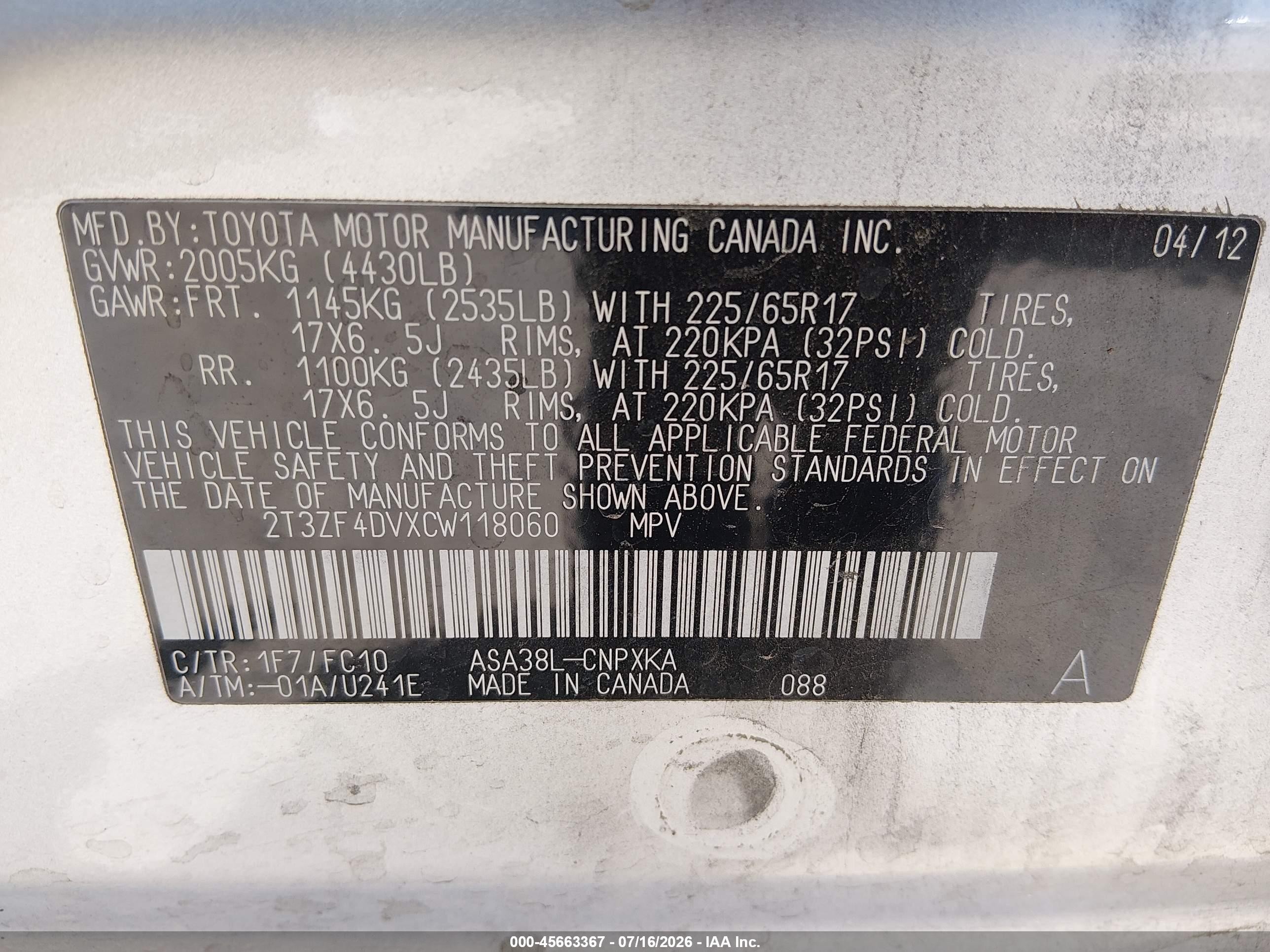2012 Toyota Rav4   Silver vin: 2T3ZF4DVXCW118060