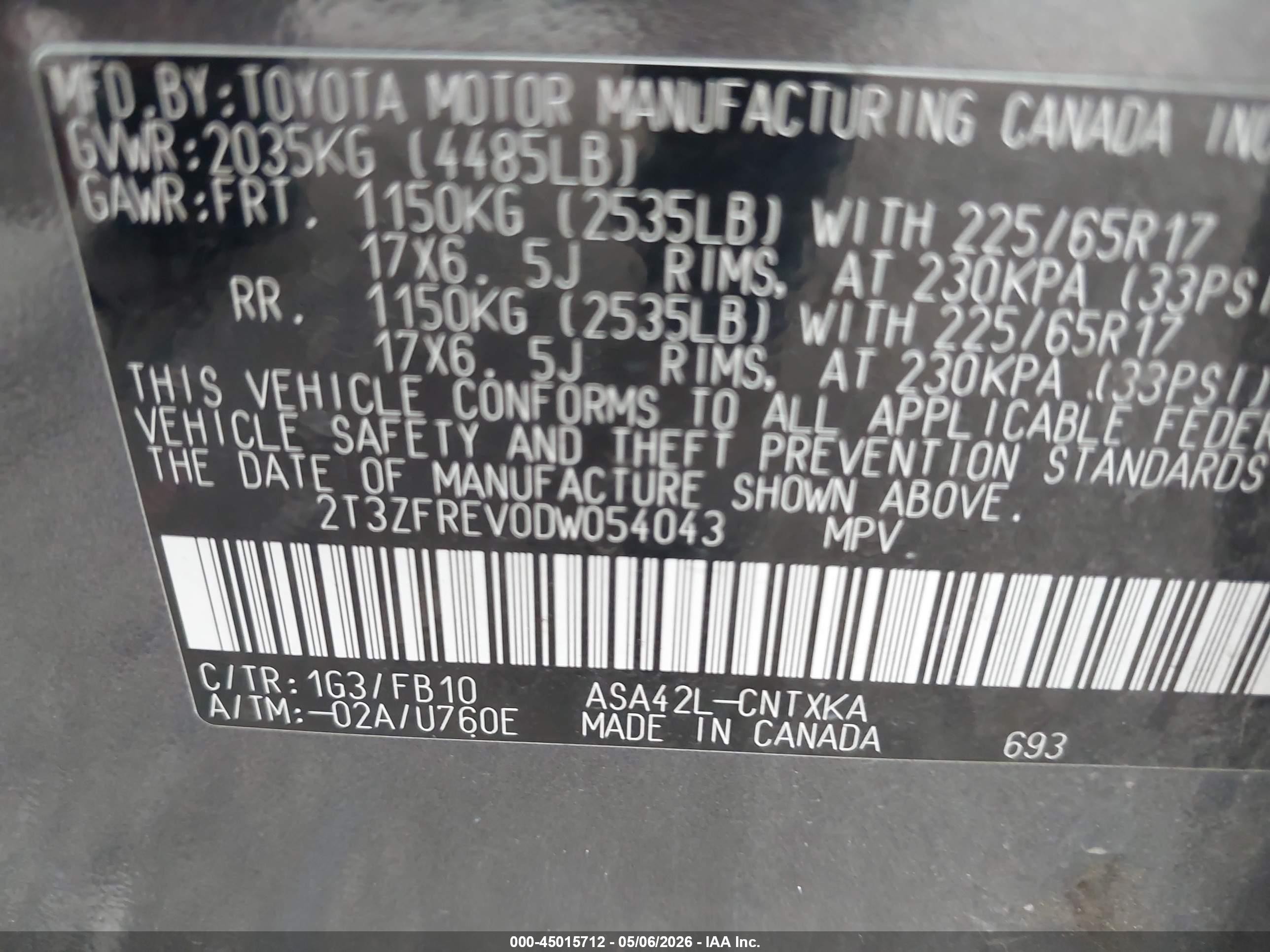 2013 Toyota Rav4 Le Серый vin: 2T3ZFREV0DW054043