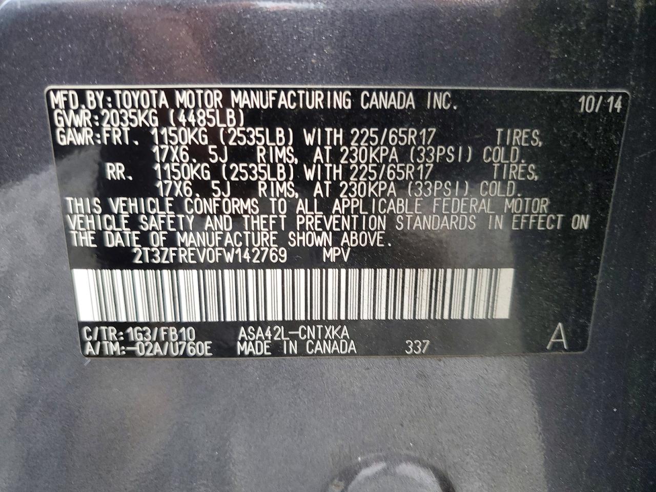 2015 Toyota Rav4 Le Gray vin: 2T3ZFREV0FW142769