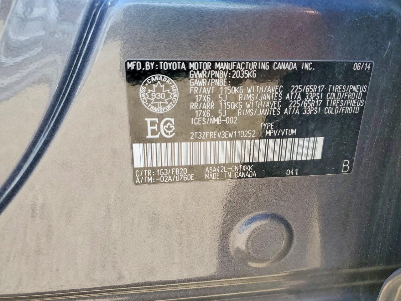 2014 Toyota Rav4 Le Серый vin: 2T3ZFREV3EW110252