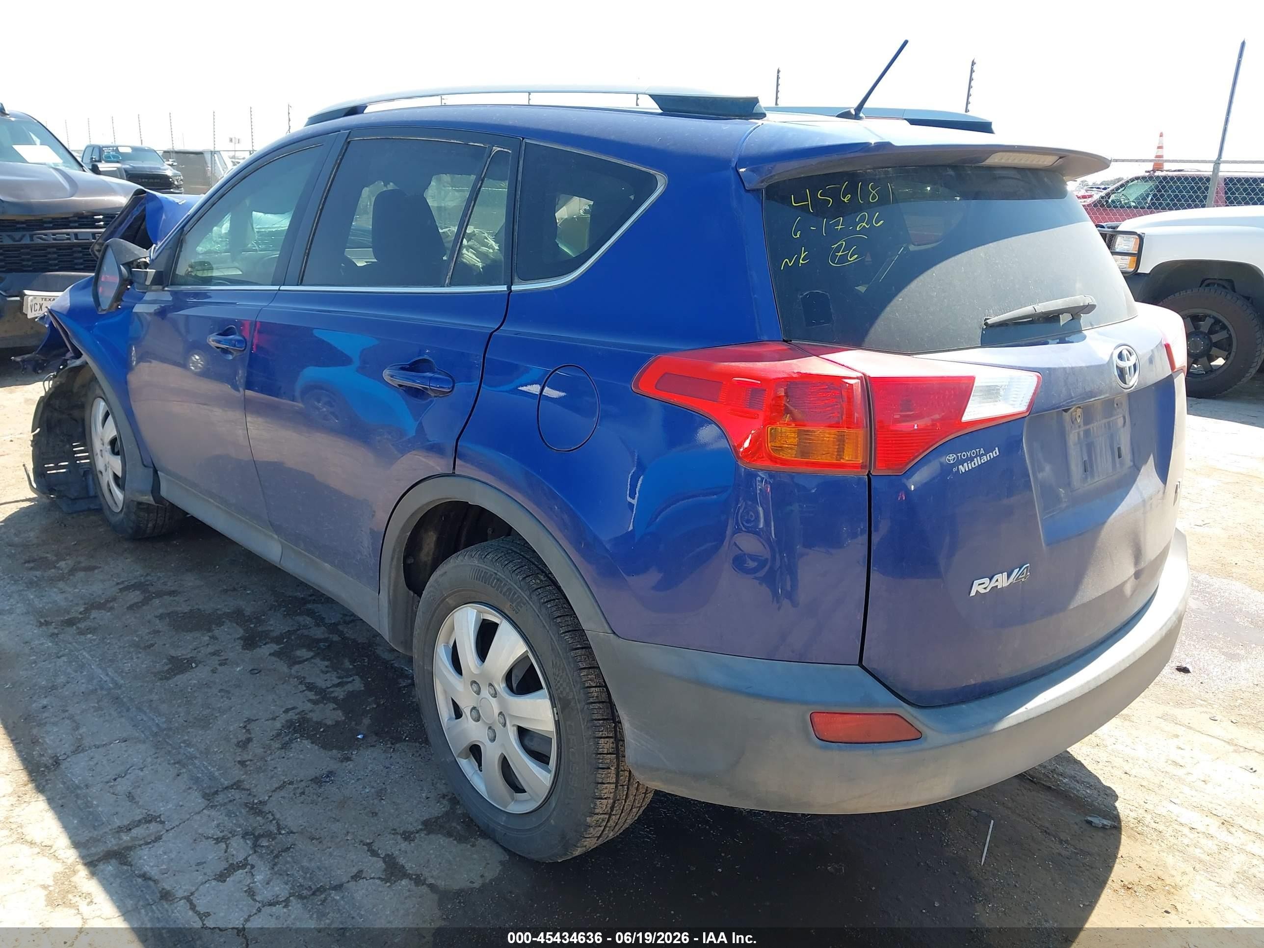 2014 Toyota Rav4 Le Blue vin: 2T3ZFREV3EW112096
