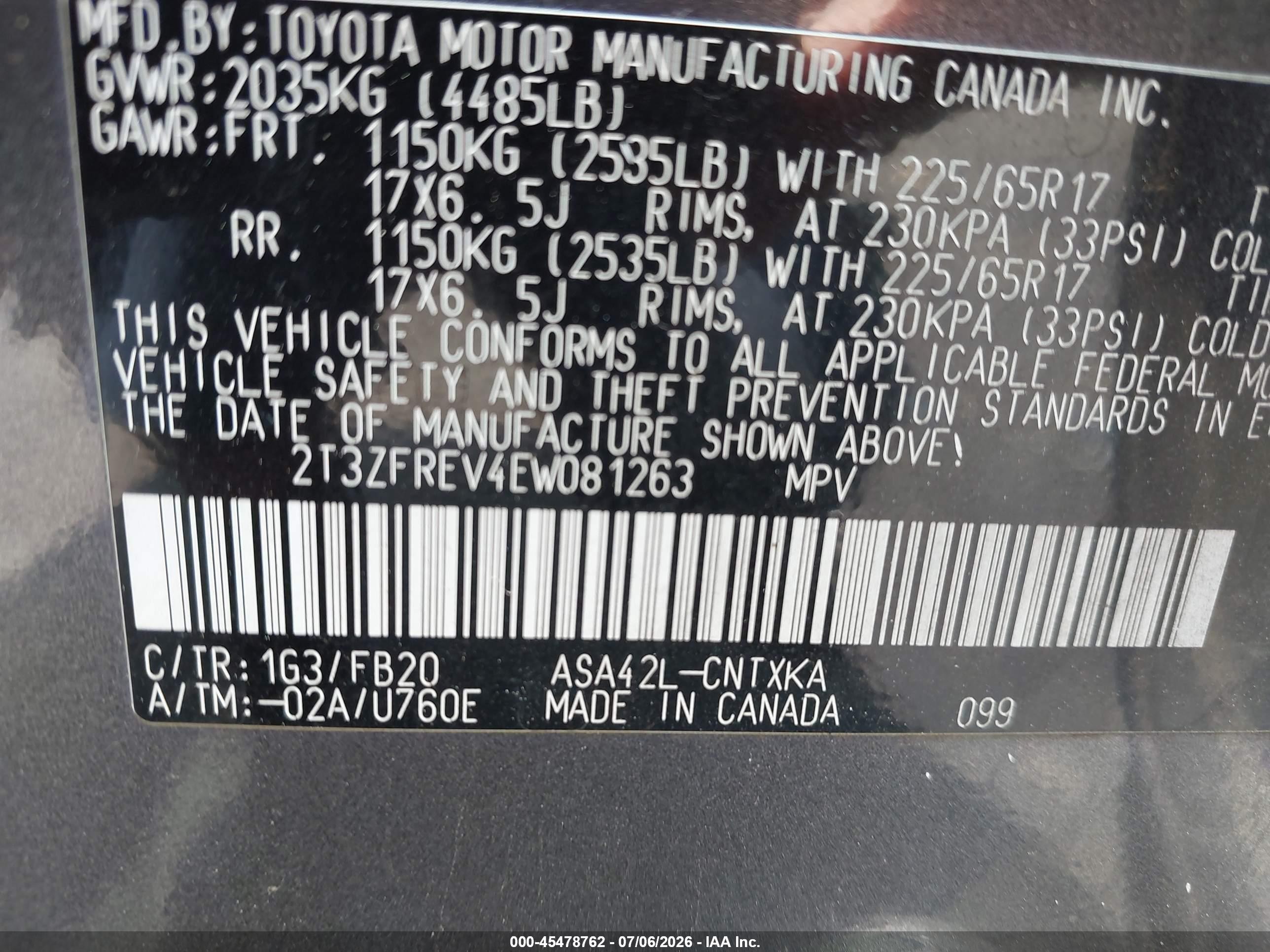 2014 Toyota Rav4 Le Gray vin: 2T3ZFREV4EW081263