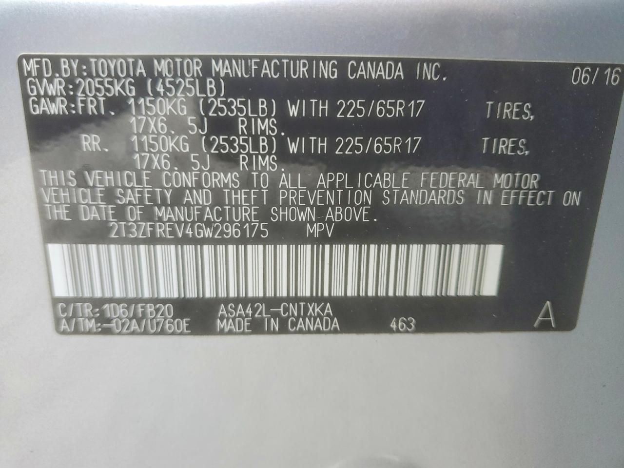 2016 Toyota Rav4 Le Silver vin: 2T3ZFREV4GW296175