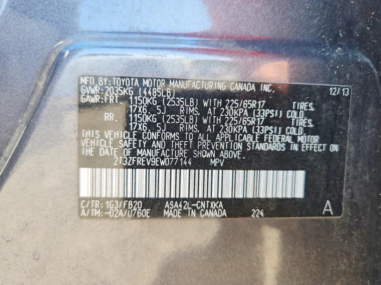 2014 Toyota Rav4 Le Gray vin: 2T3ZFREV9EW077144