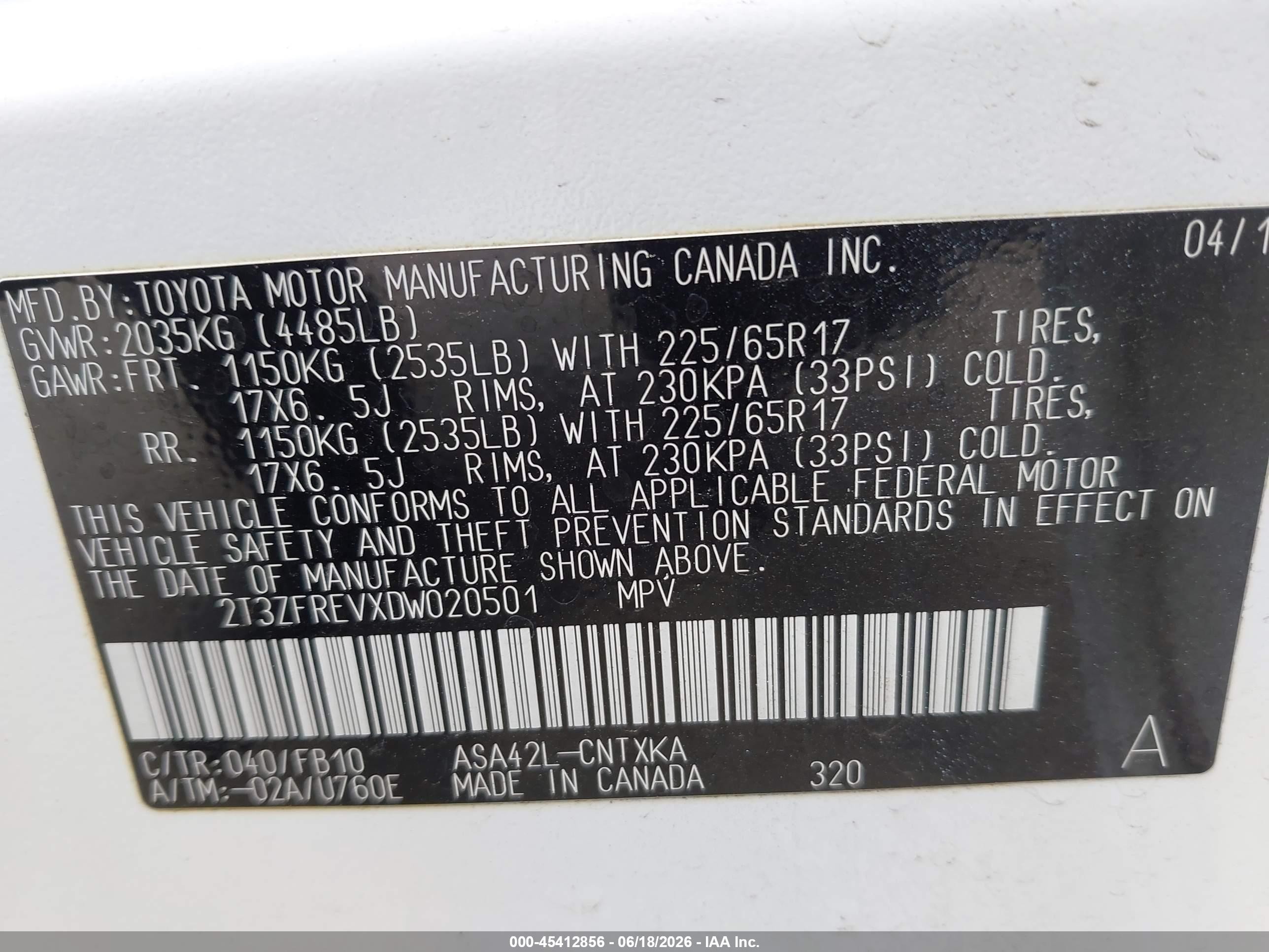 2013 Toyota Rav4 Le White vin: 2T3ZFREVXDW020501
