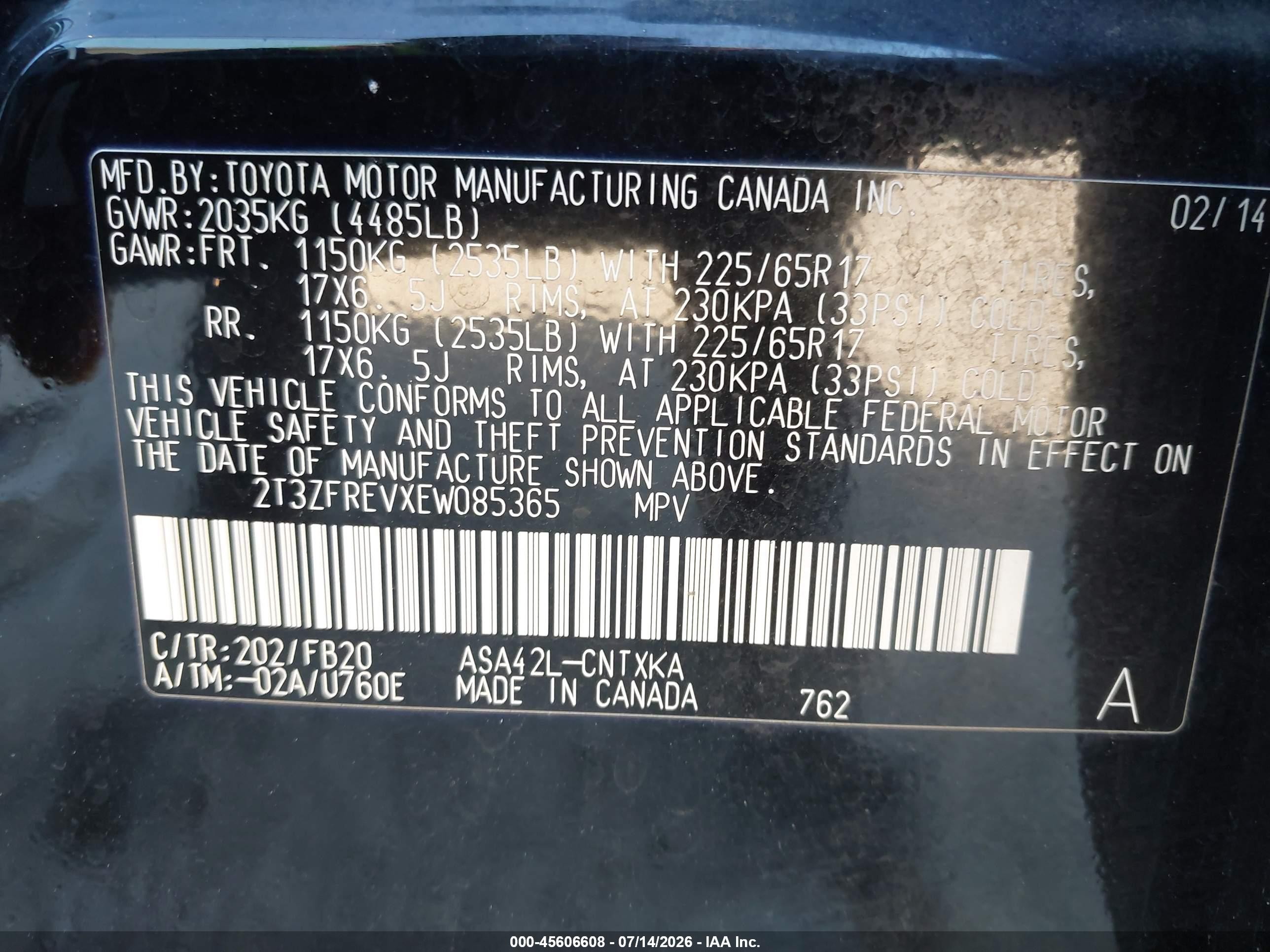 2014 Toyota Rav4 Le Black vin: 2T3ZFREVXEW085365