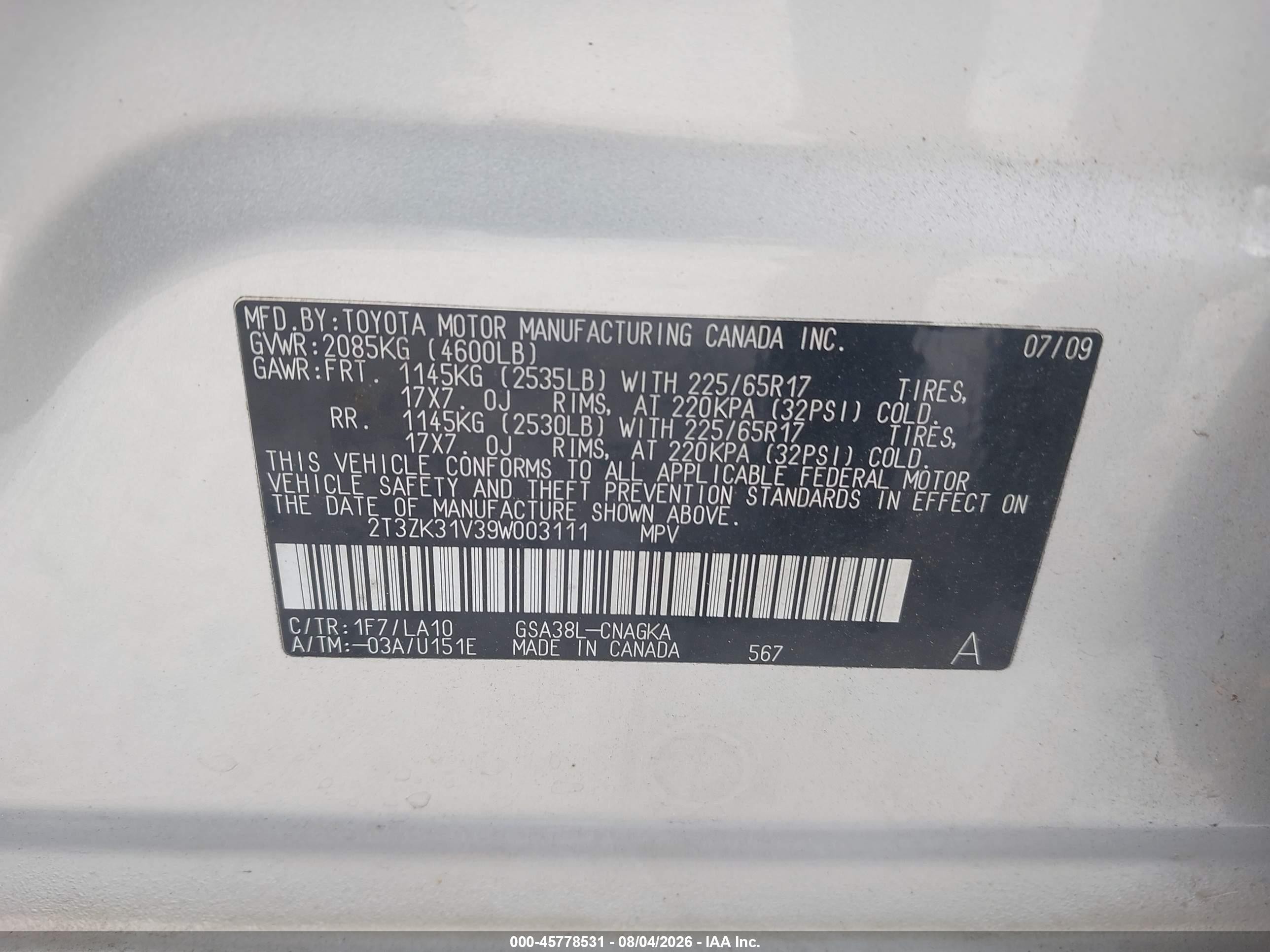 2009 Toyota Rav4 Limited V6 Silver vin: 2T3ZK31V39W003111