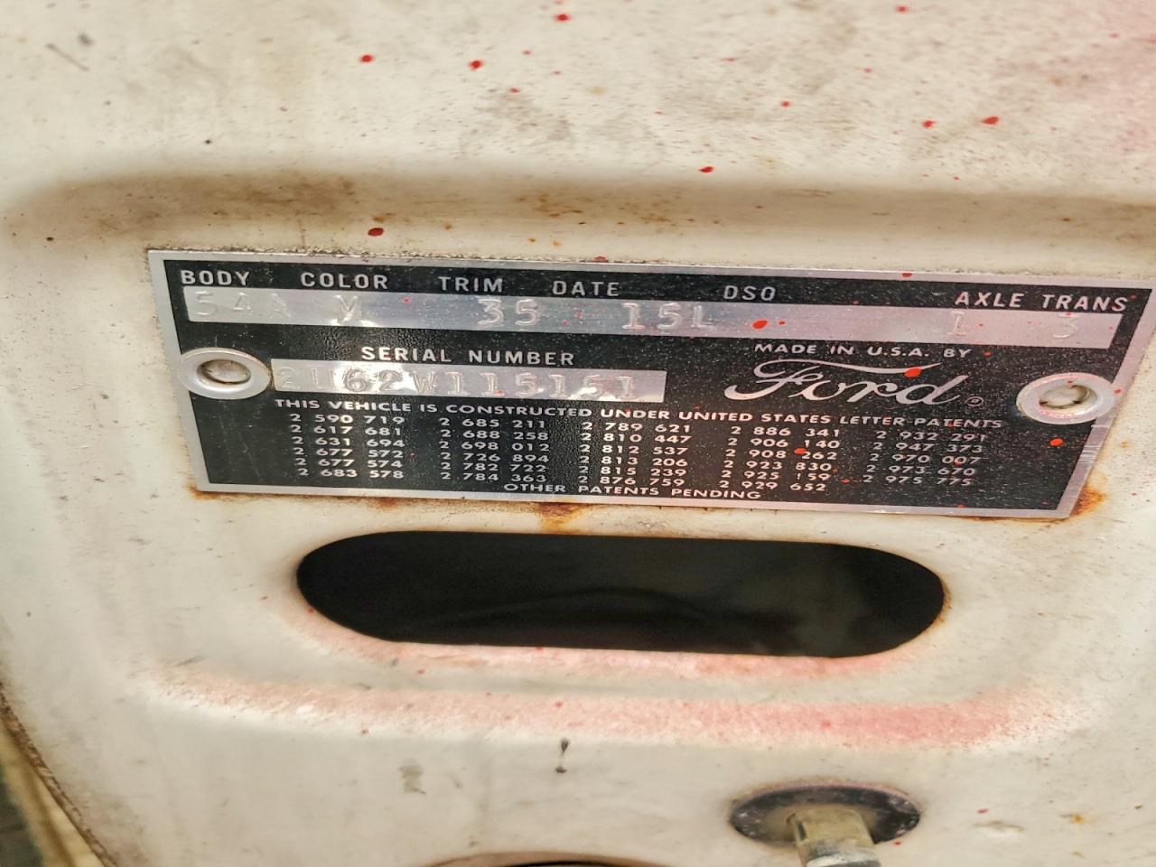 1962 Ford Galaxie White vin: 2U62W115151