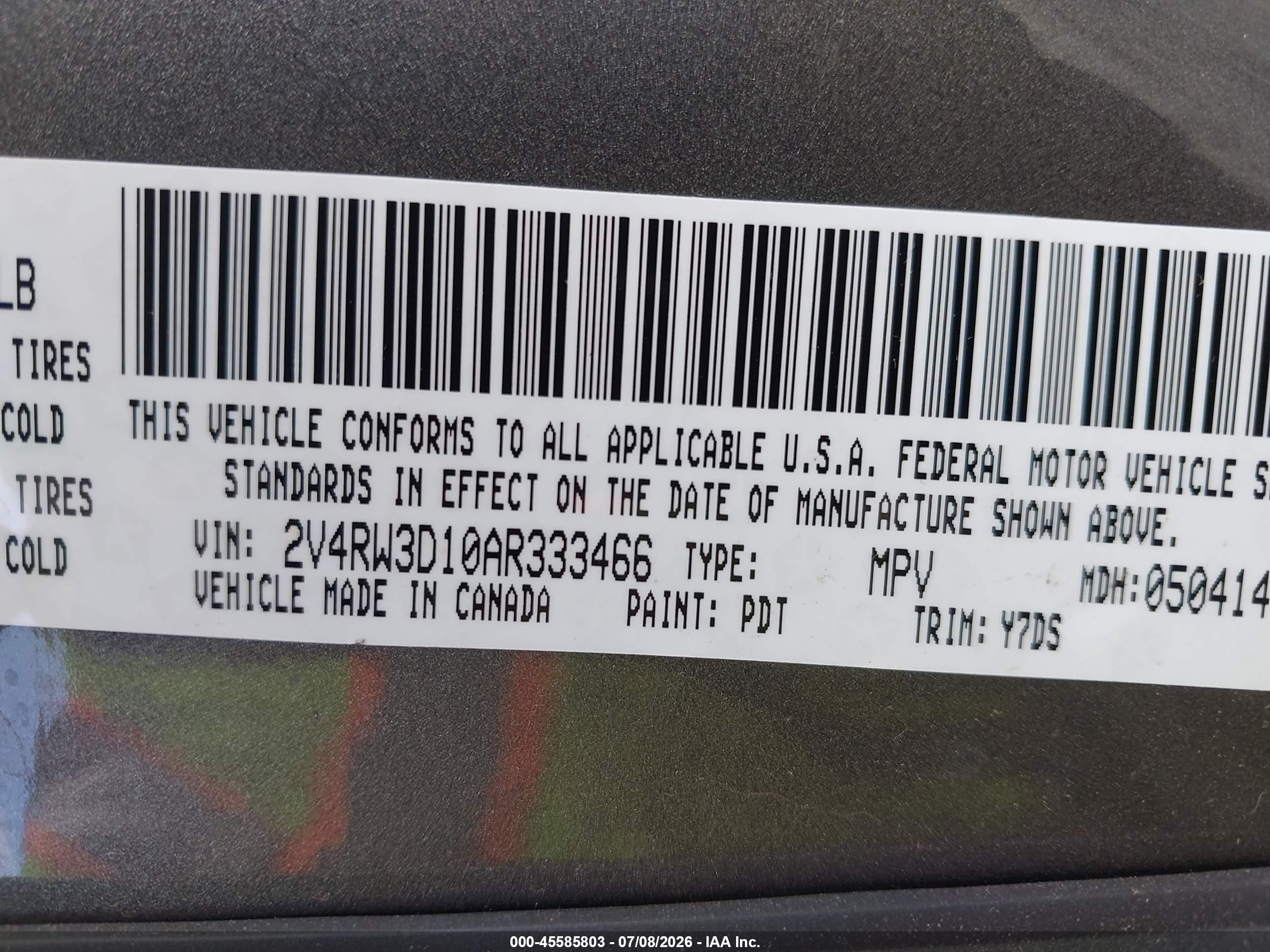 2010 Volkswagen Routan Se Gray vin: 2V4RW3D10AR333466