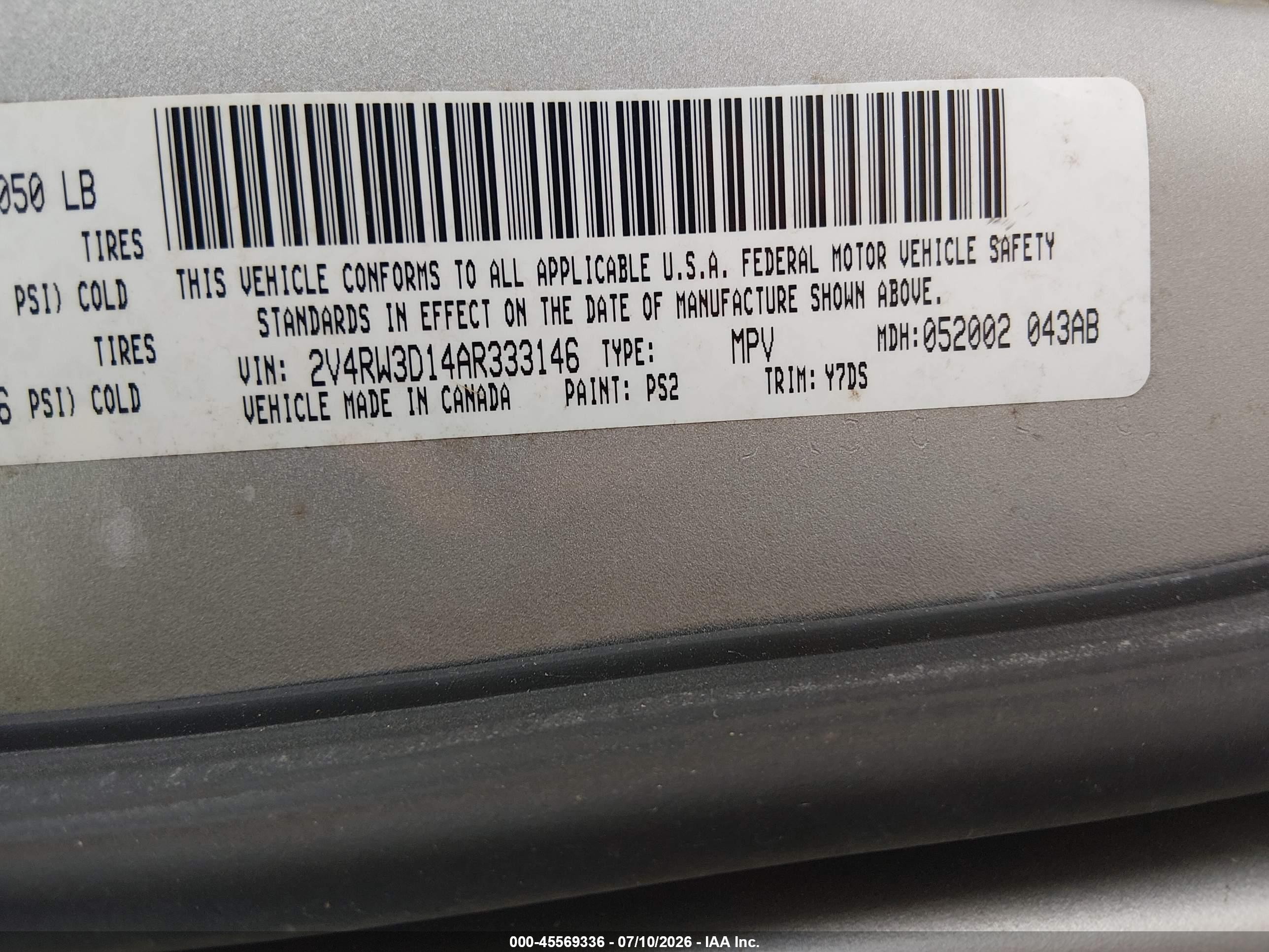 2010 Volkswagen Routan Se Silver vin: 2V4RW3D14AR333146