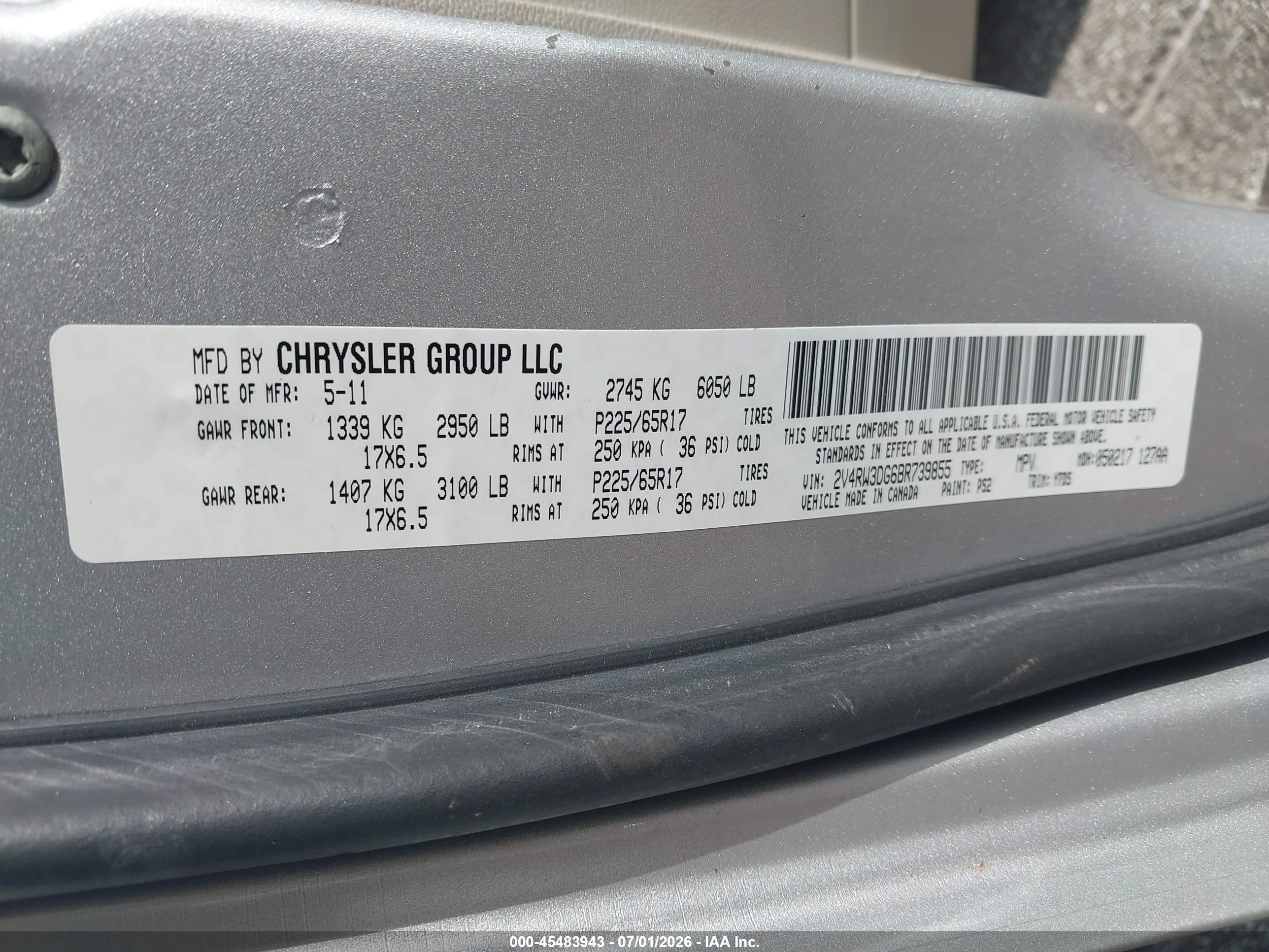 2011 Volkswagen Routan Se Silver vin: 2V4RW3DG6BR739855