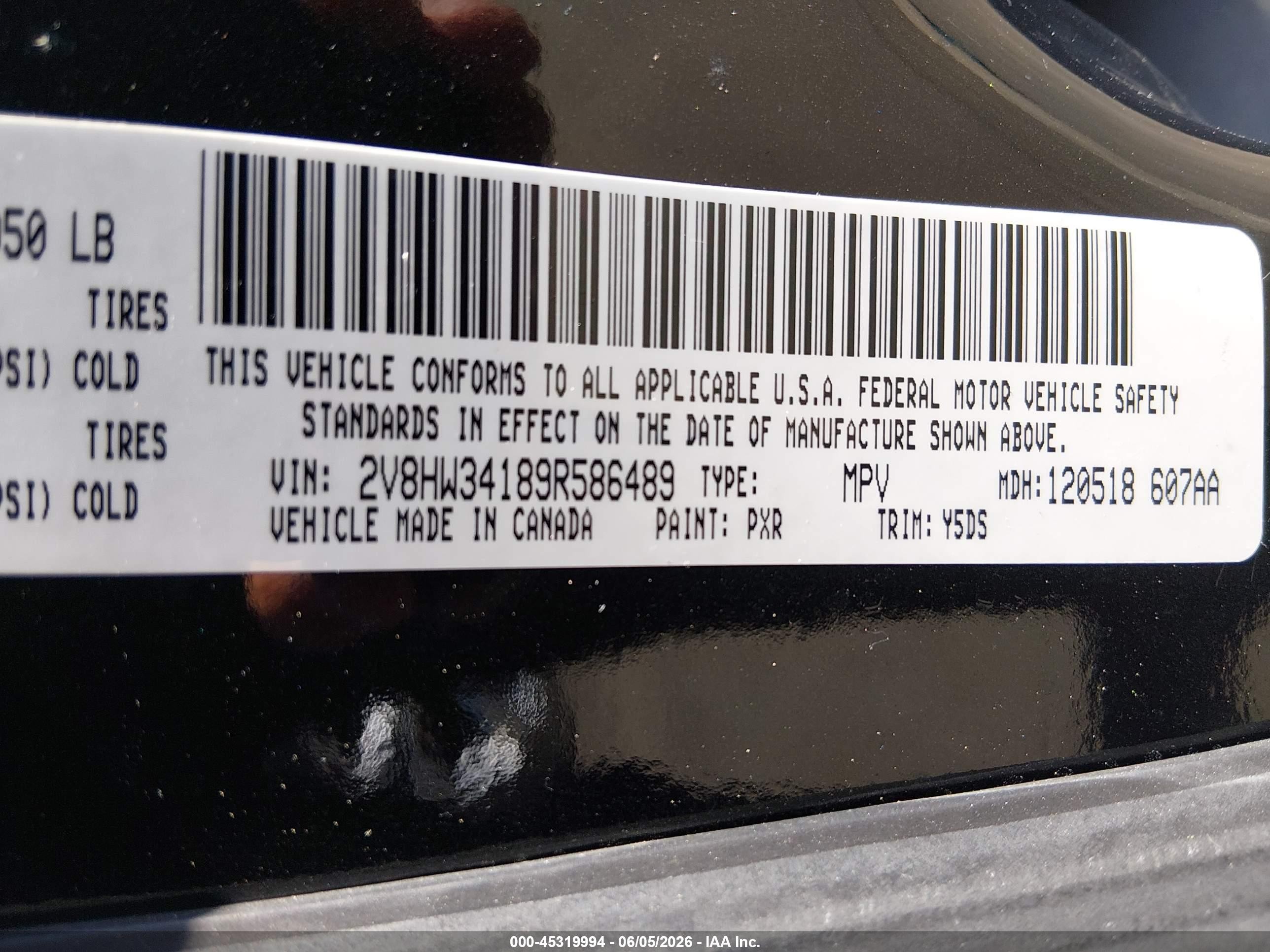 2009 Volkswagen Routan Se Black vin: 2V8HW34189R586489