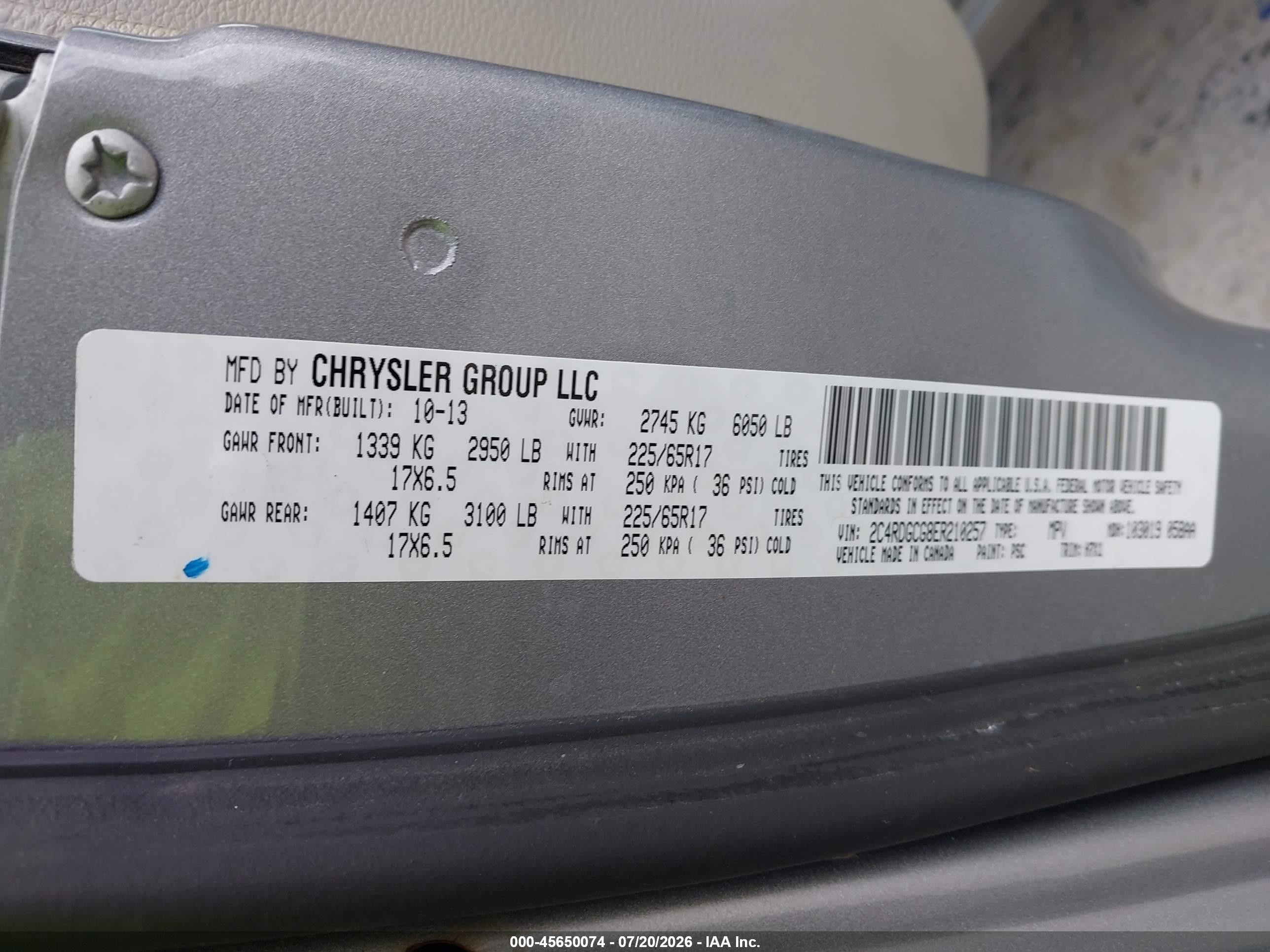2014 Dodge Grand Caravan Sxt Серый vin: 2c4rdgcg8er210257