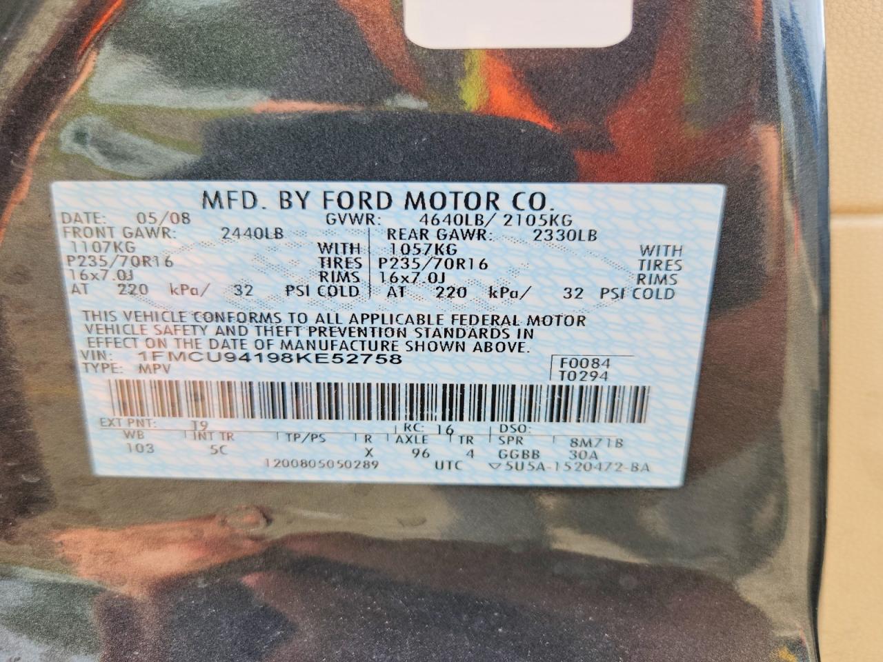 2008 Ford Escape Limited Silver vin: 1FMCU94198KE52758
