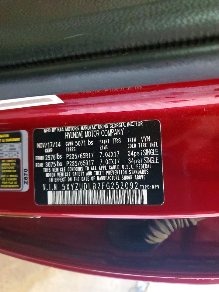 2015 Hyundai Santa Fe Sport 2.4l Red vin: 5XYZUDLB2FG252092