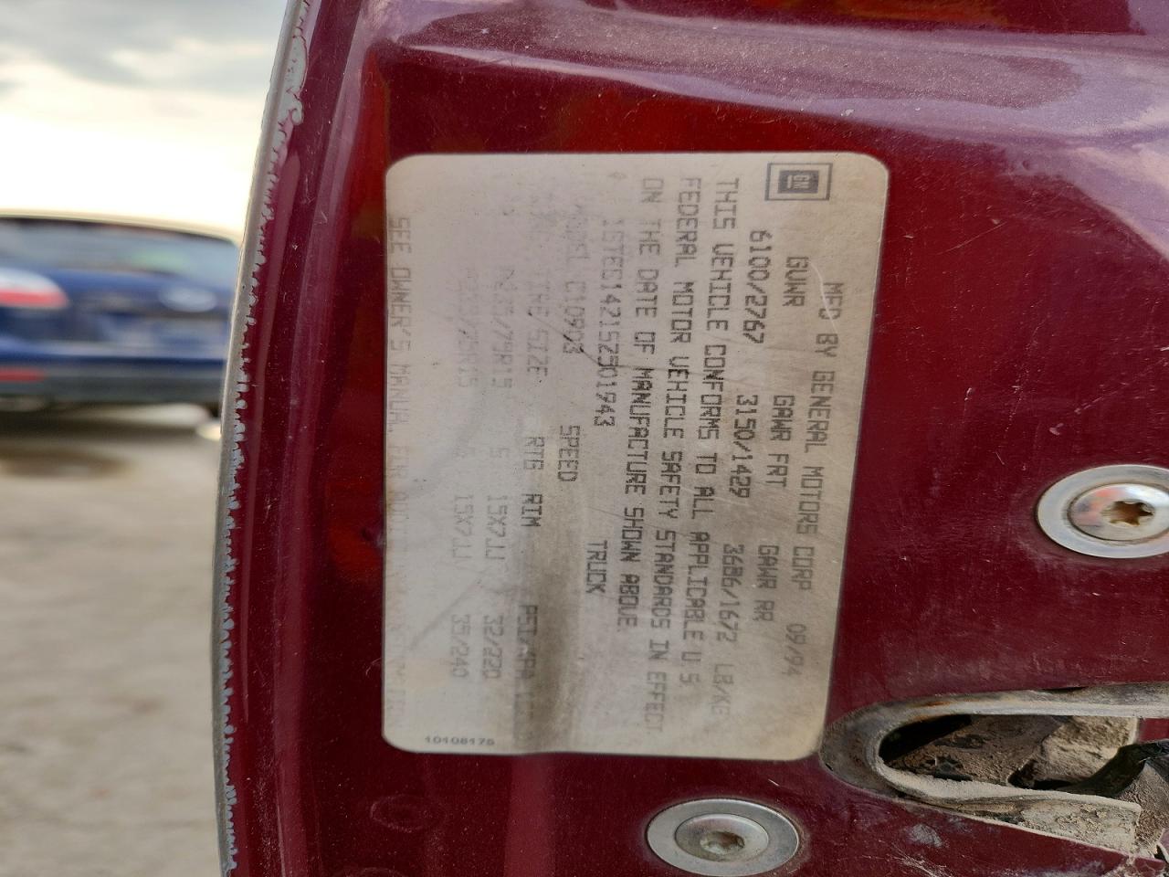 1995 Gmc Sierra C1500 Maroon vin: 1GTEC14Z1SZ501943