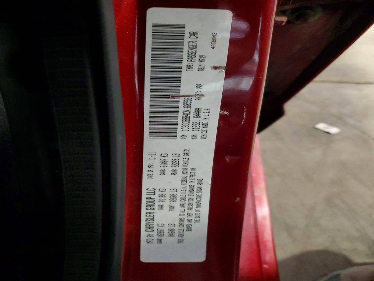 2012 Chrysler 200 Touring Red vin: 1C3CCBBB4CN168556
