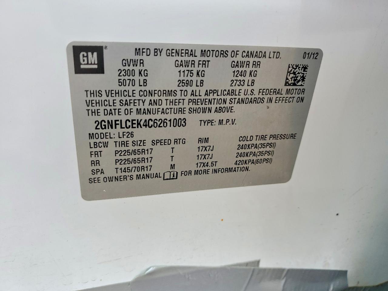 2012 Chevrolet Equinox Ls Белый vin: 2GNFLCEK4C6261003