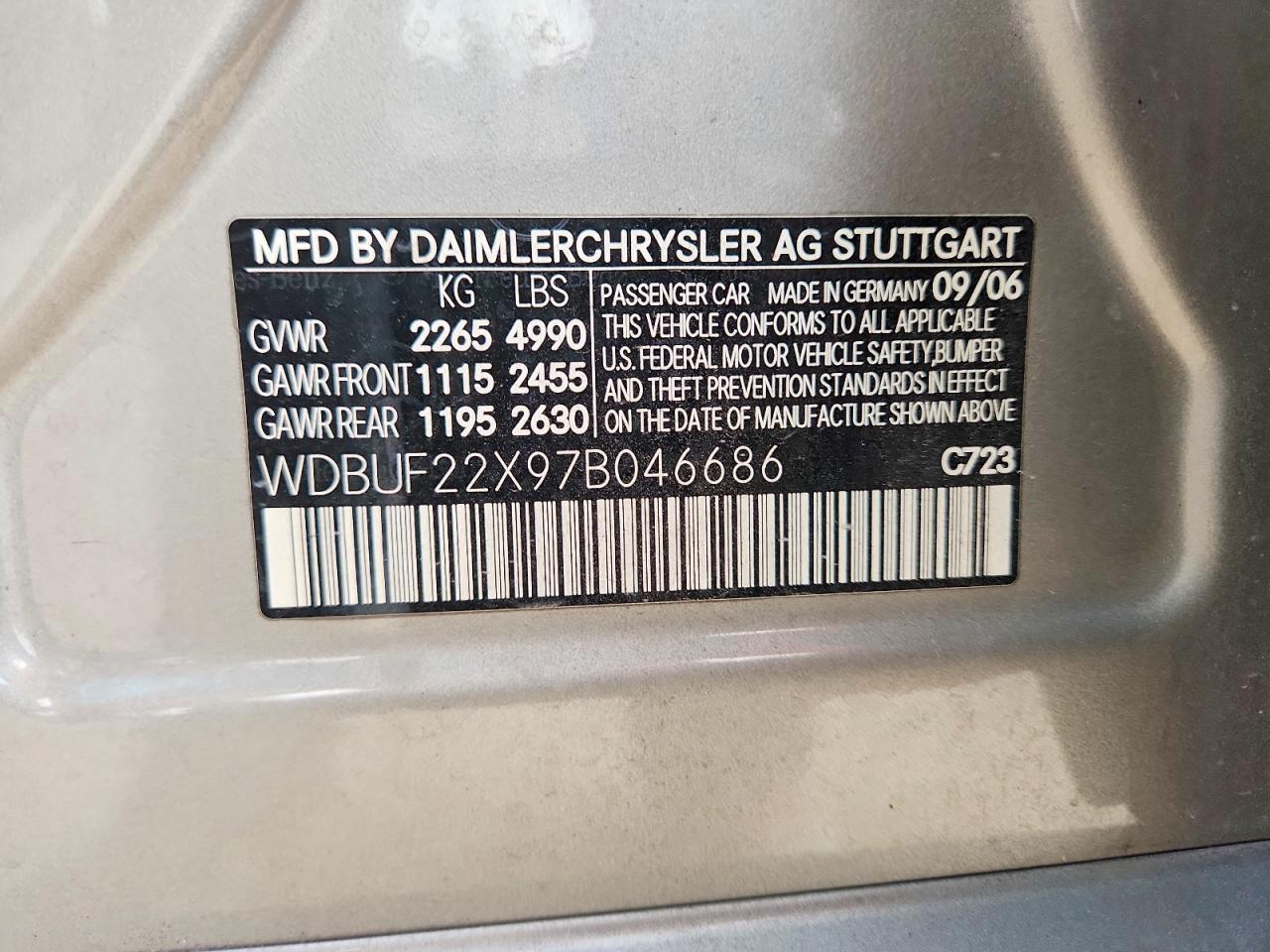 2007 Mercedes-benz E 320 Cdi Tan vin: WDBUF22X97B046686