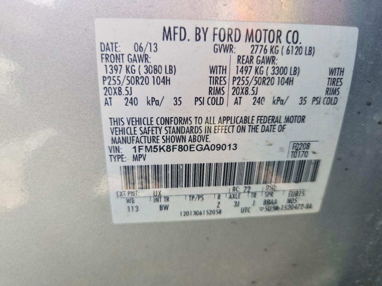 2014 Ford Explorer Limited Silver vin: 1FM5K8F80EGA09013