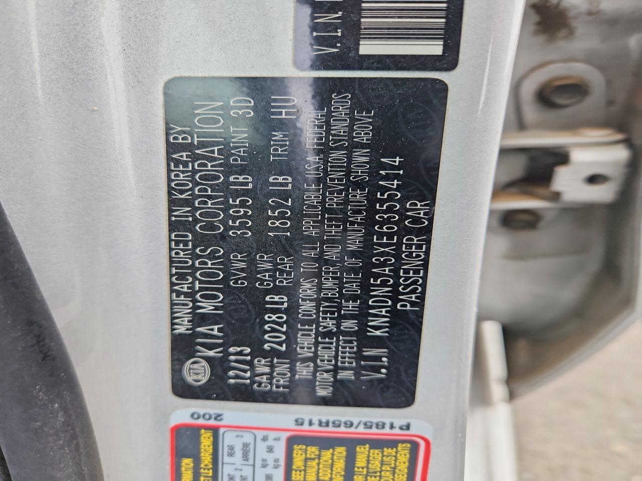 2014 Kia Rio Ex Silver vin: KNADN5A3XE6355414