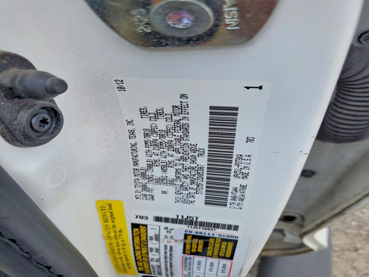 2013 Toyota Tundra Crewmax Sr5 White vin: 5TFEM5F12DX053867
