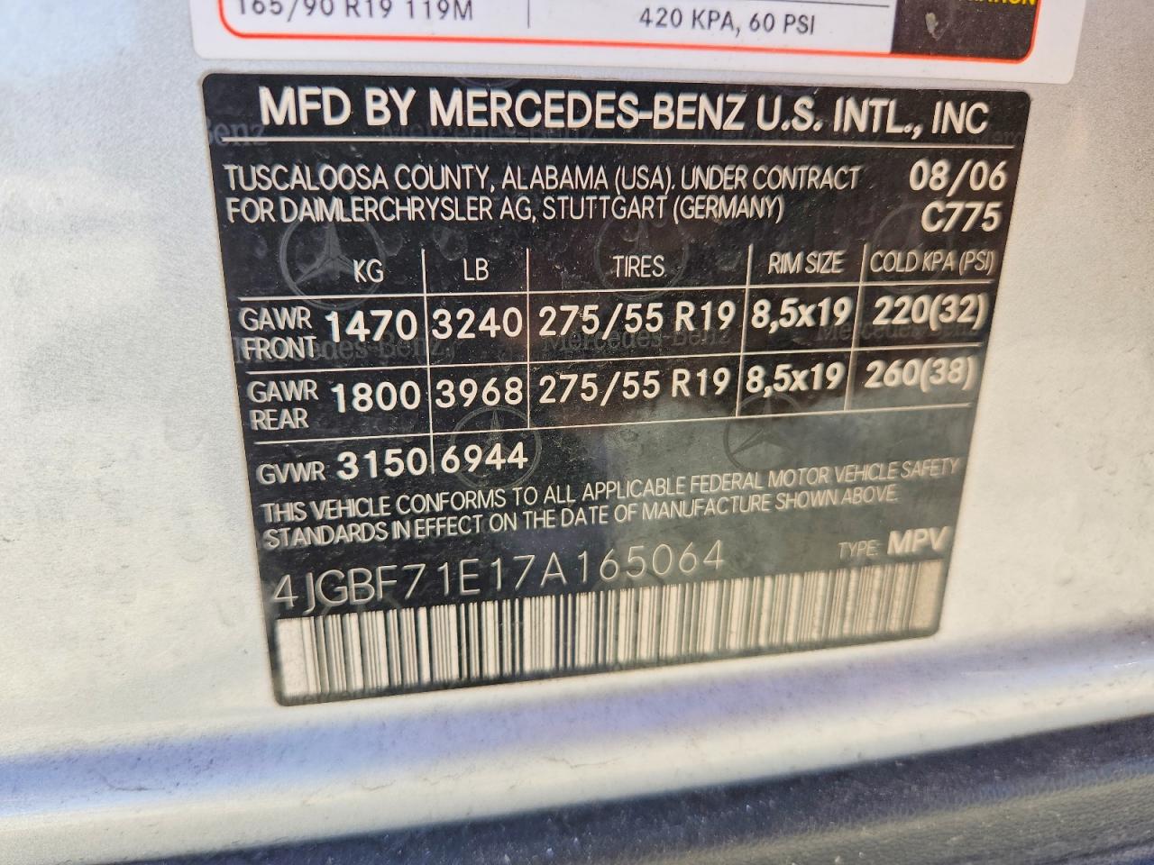 2007 Mercedes-benz Gl 450 4matic Silver vin: 4JGBF71E17A165064