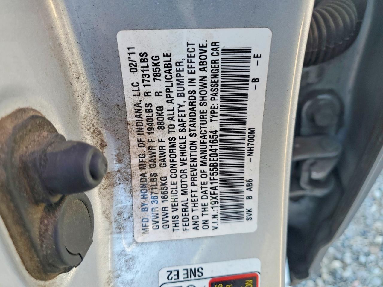 2011 Honda Civic Lx Silver vin: 19XFA1F55BE041654