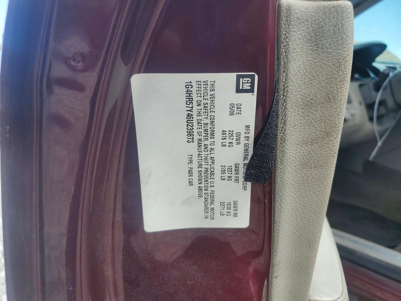 2006 Buick Lucerne Cxl Red vin: 1G4HR57Y46U239873