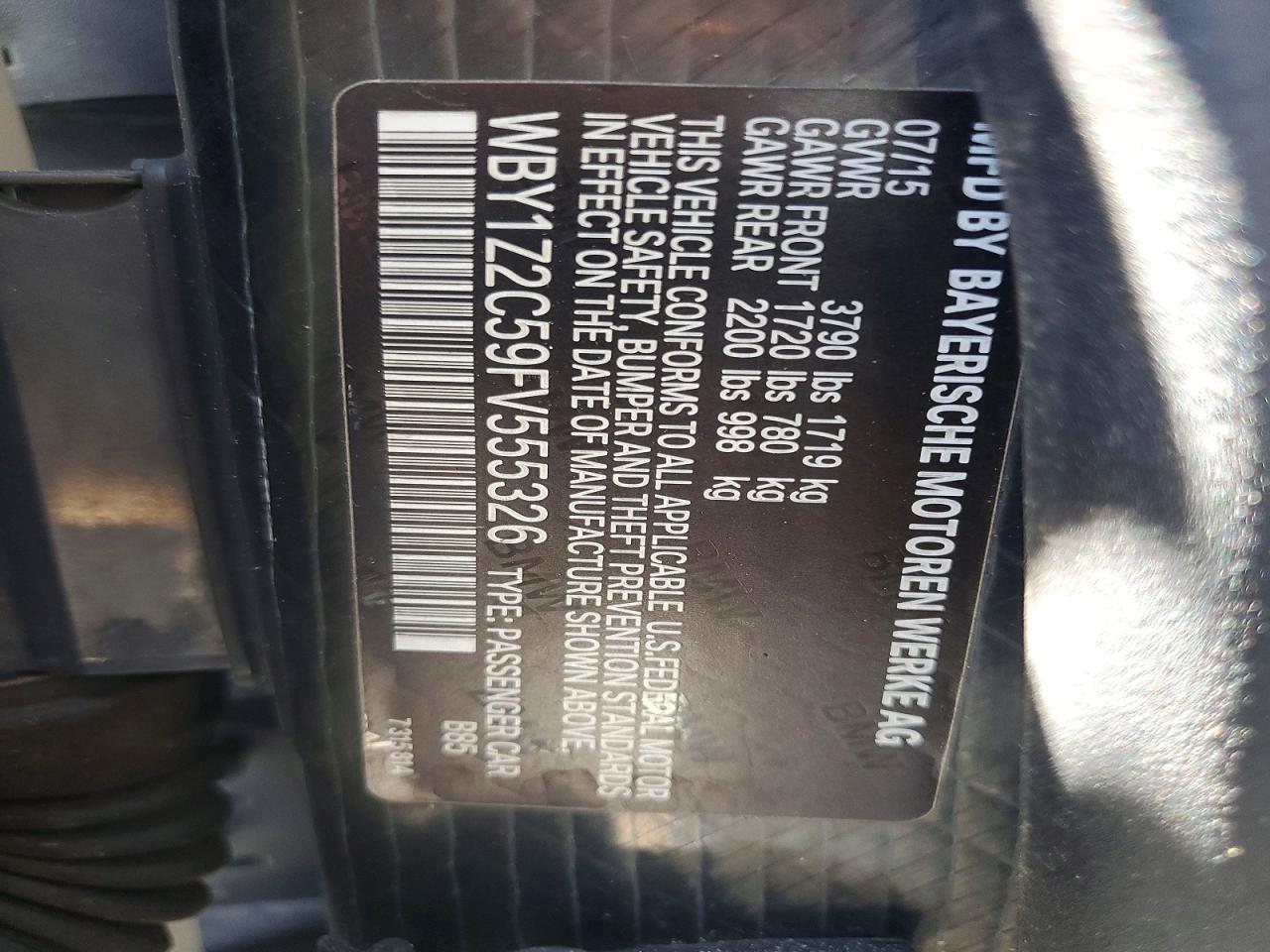 2015 Bmw I3 Bev White vin: WBY1Z2C59FV555326