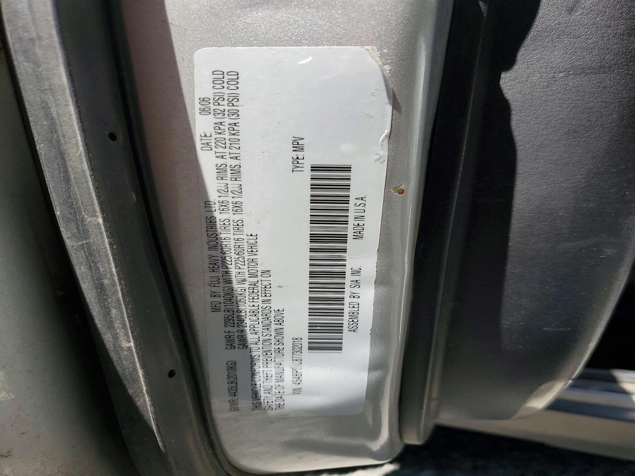 2007 Subaru Outback Outback 2.5i Silver vin: 4S4BP61C877302018