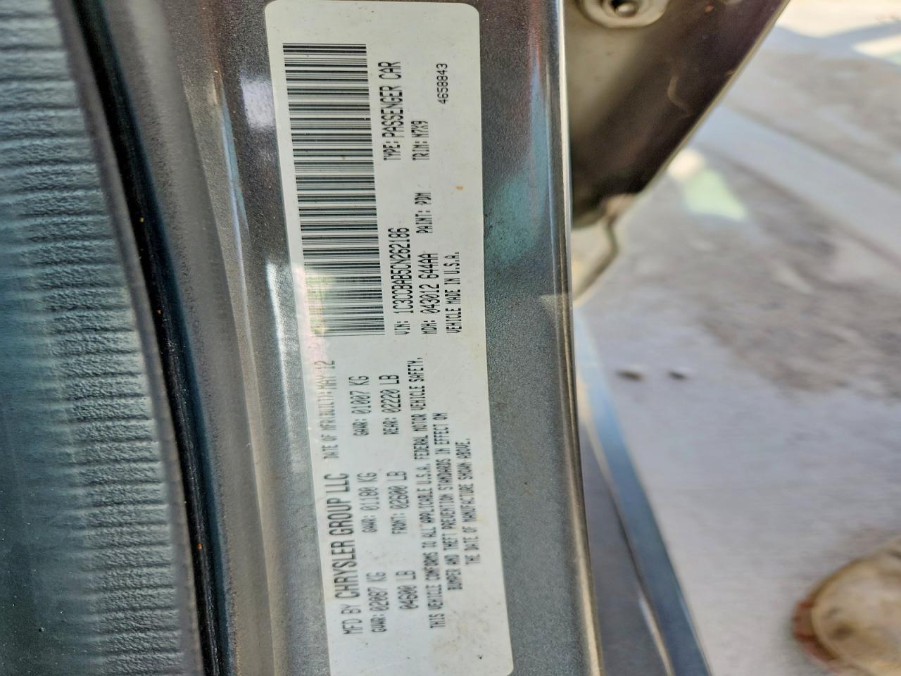2012 Chrysler 200 Lx Gray vin: 1C3CCBAB5CN262186