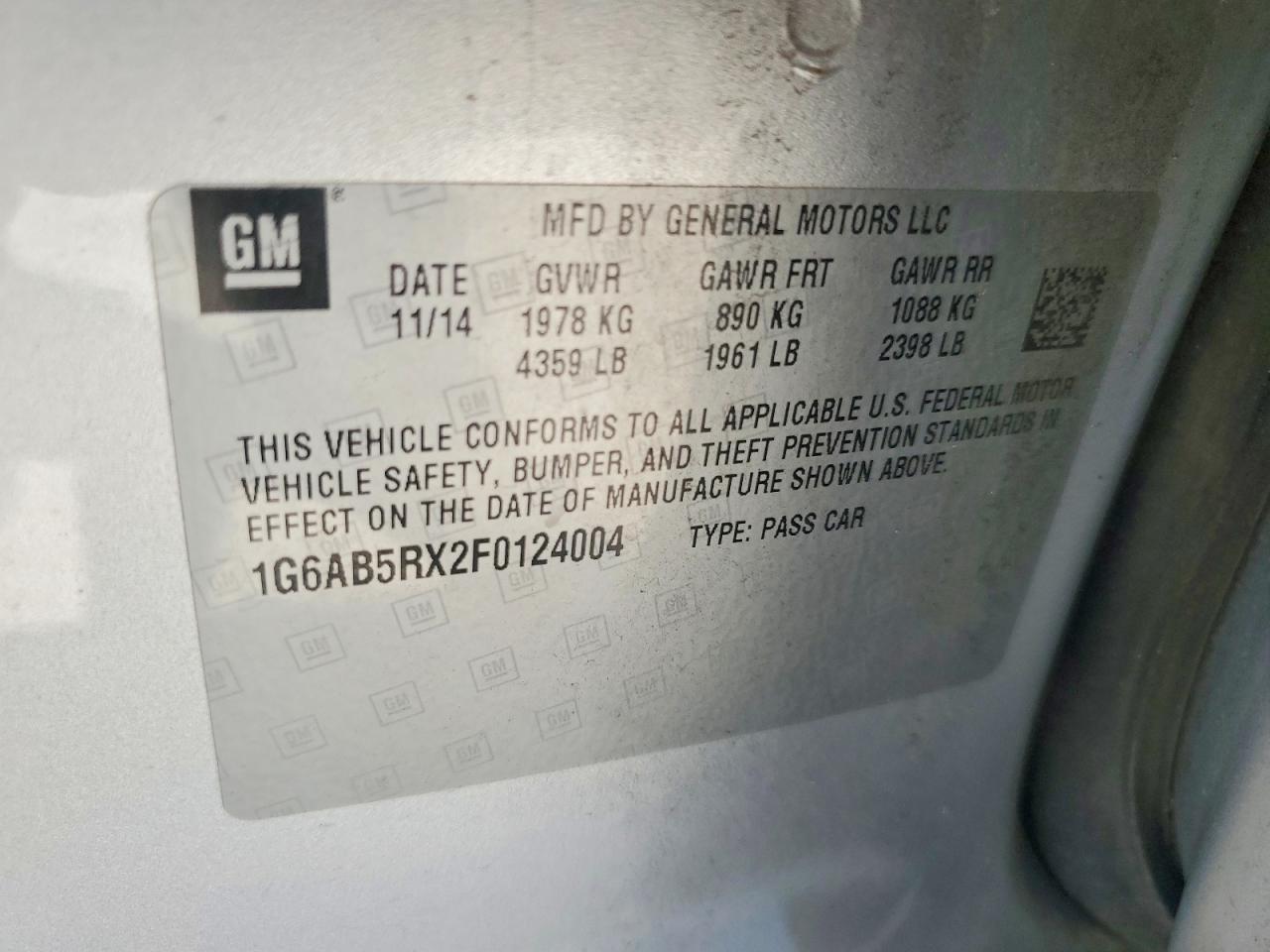 2015 Cadillac Ats Luxury Silver vin: 1G6AB5RX2F0124004
