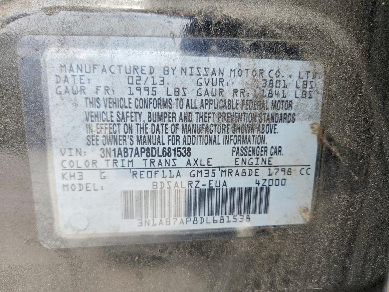 2013 Nissan Sentra S Черный vin: 3N1AB7AP8DL681538