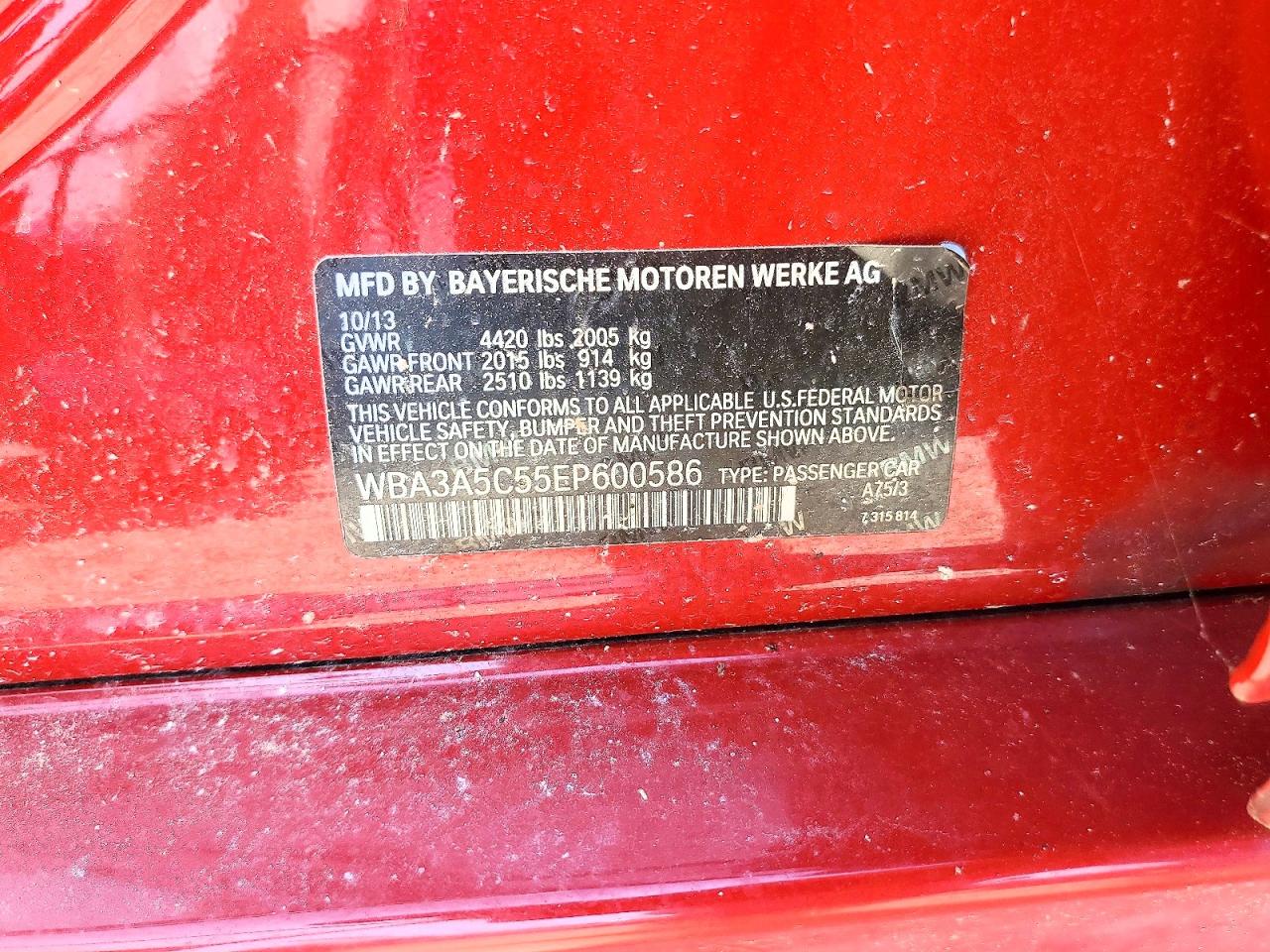 2014 Bmw 328 I Red vin: WBA3A5C55EP600586