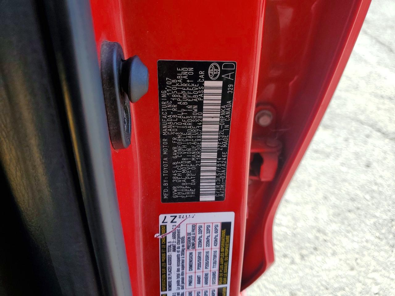 2008 Toyota Corolla Matrix Xr Red vin: 2T1KR30EX8C714280