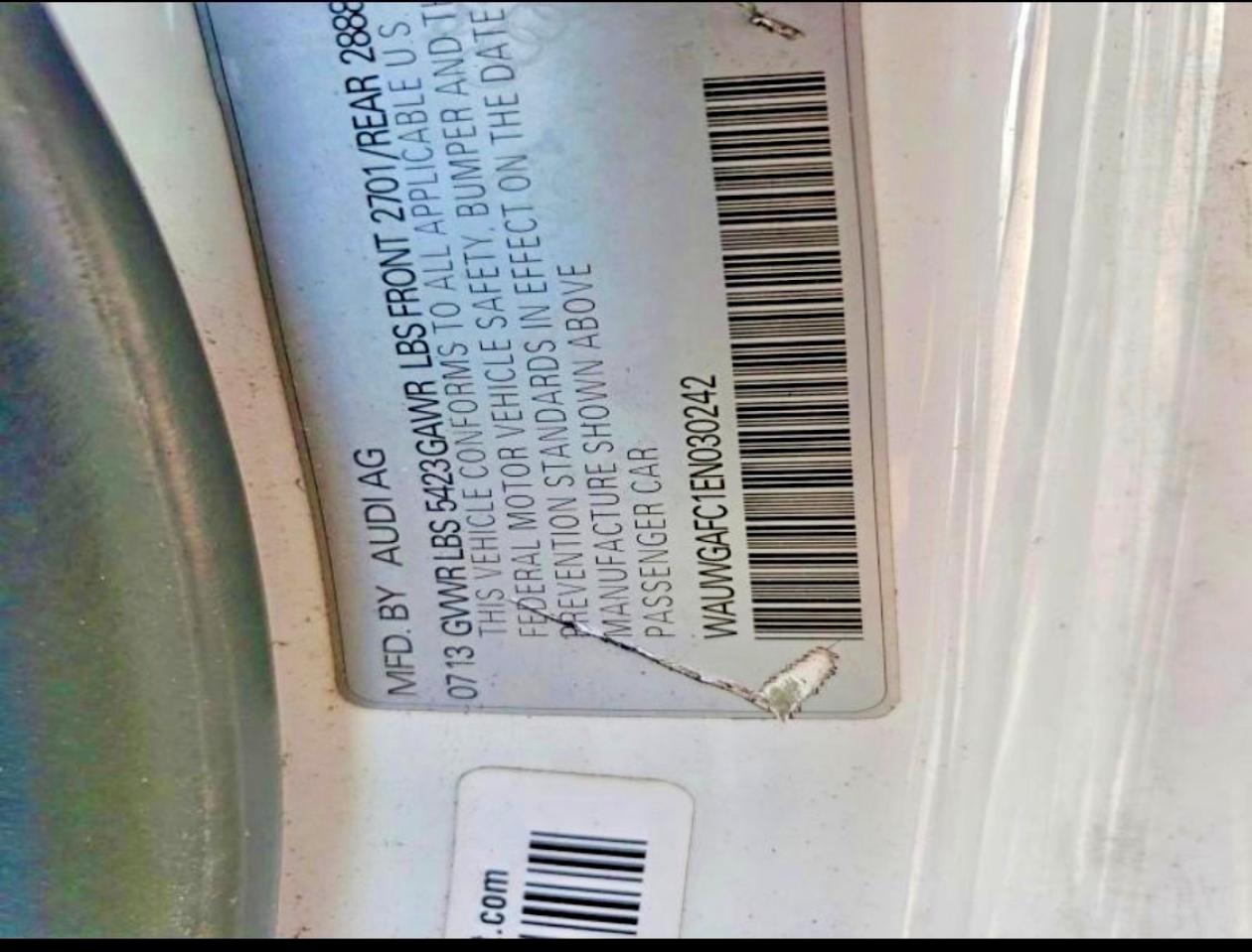 2014 Audi A7 Premium Plus White vin: WAUWGAFC1EN030242