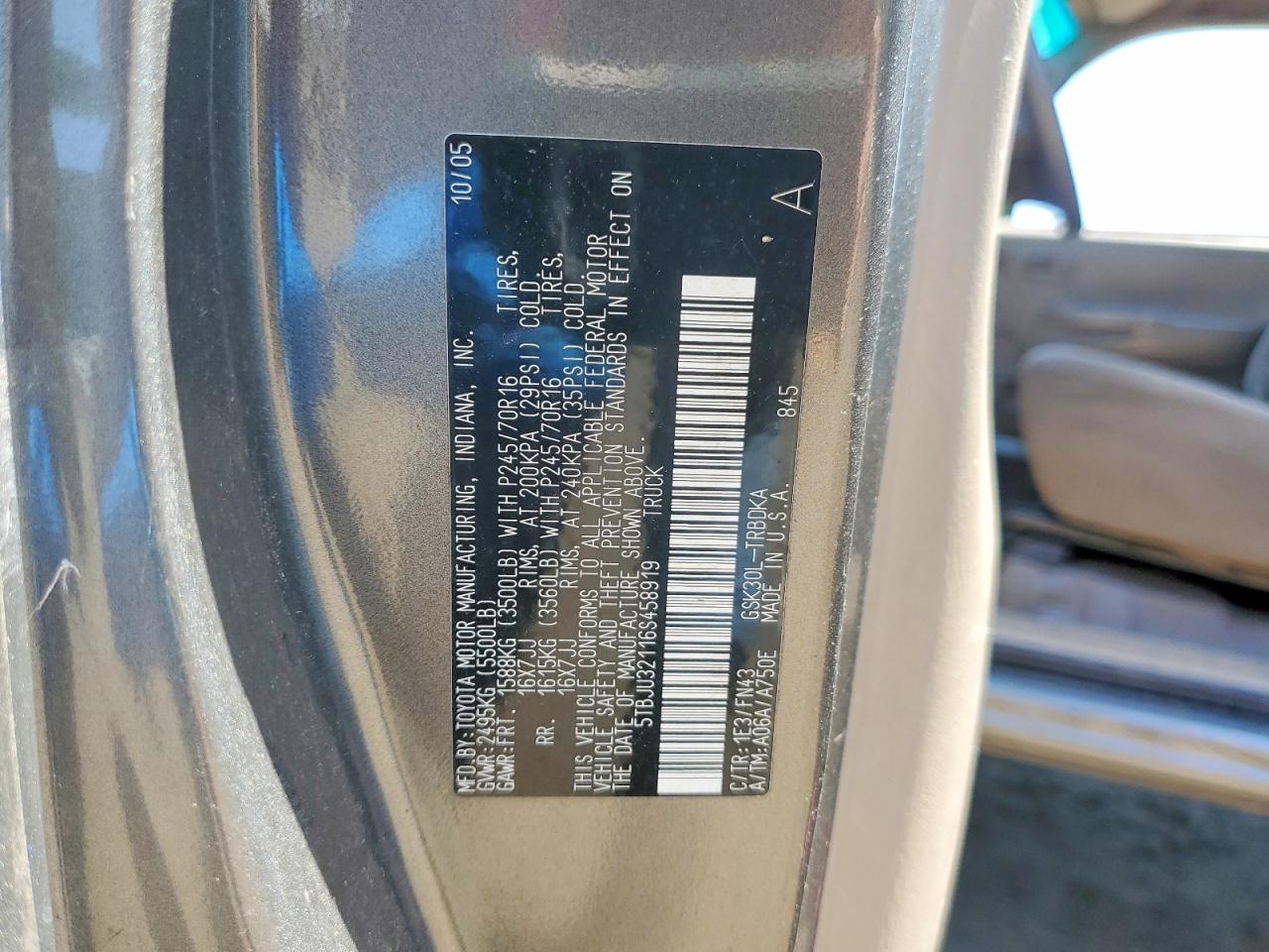 2006 Toyota Tundra Base Brown vin: 5TBJU32116S458919