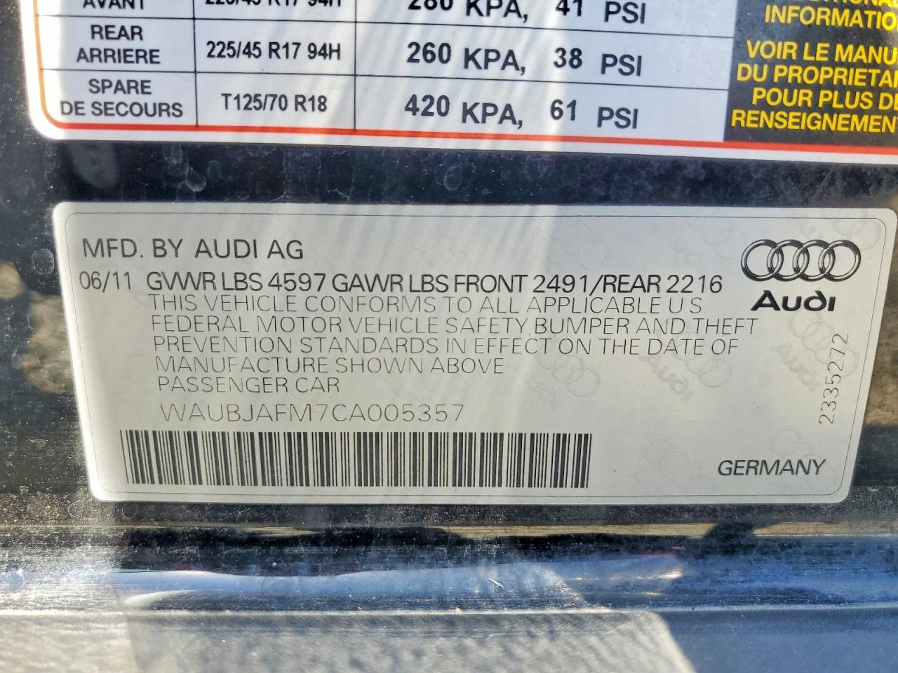 2012 Audi A3 Premium Black vin: WAUBJAFM7CA005357