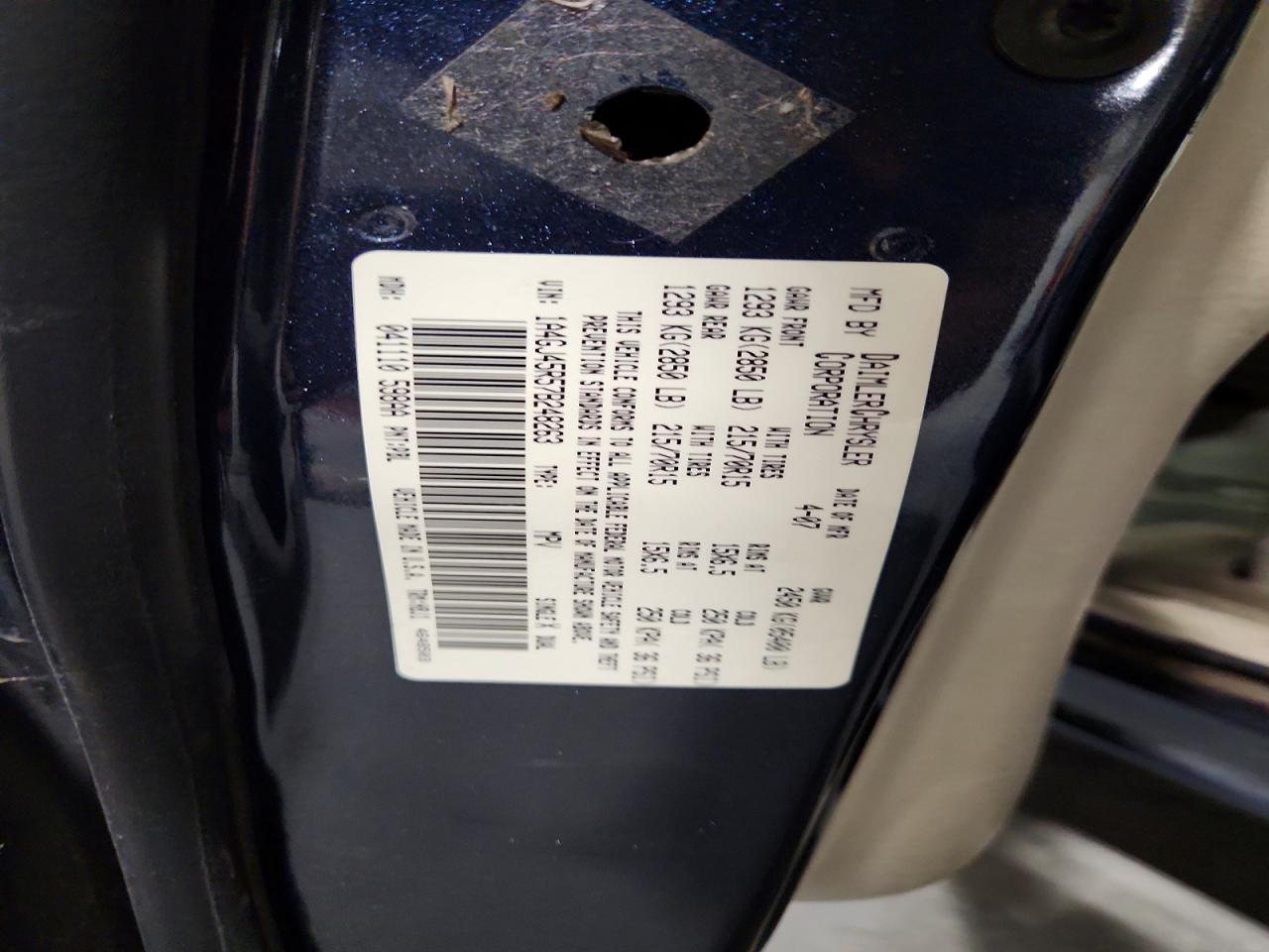2007 Chrysler Town & Country Lx Blue vin: 1A4GJ45R57B248263