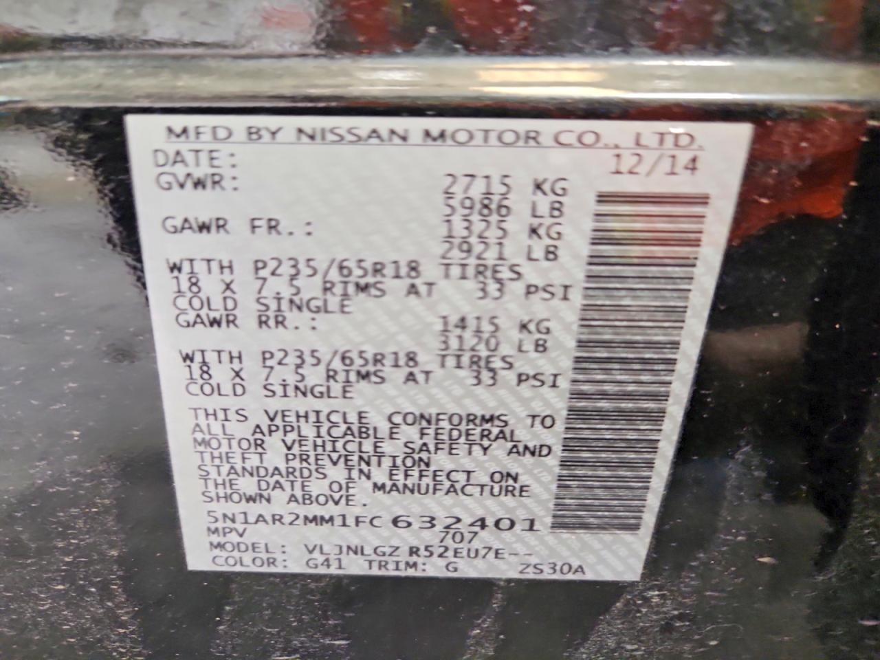 2015 Nissan Pathfinder Sl Черный vin: 5N1AR2MM1FC632401
