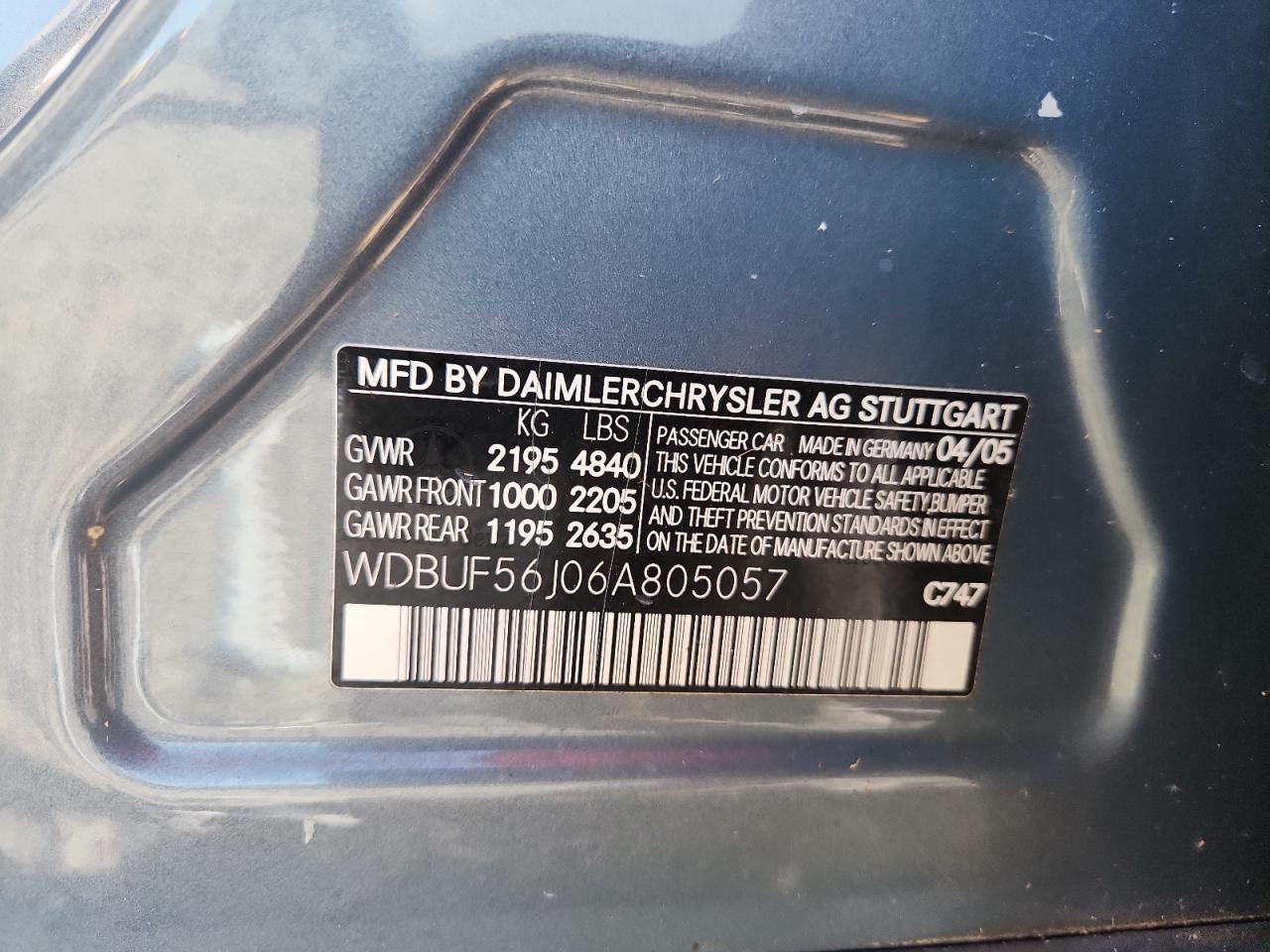 2006 Mercedes-benz E 350 Blue vin: WDBUF56J06A805057