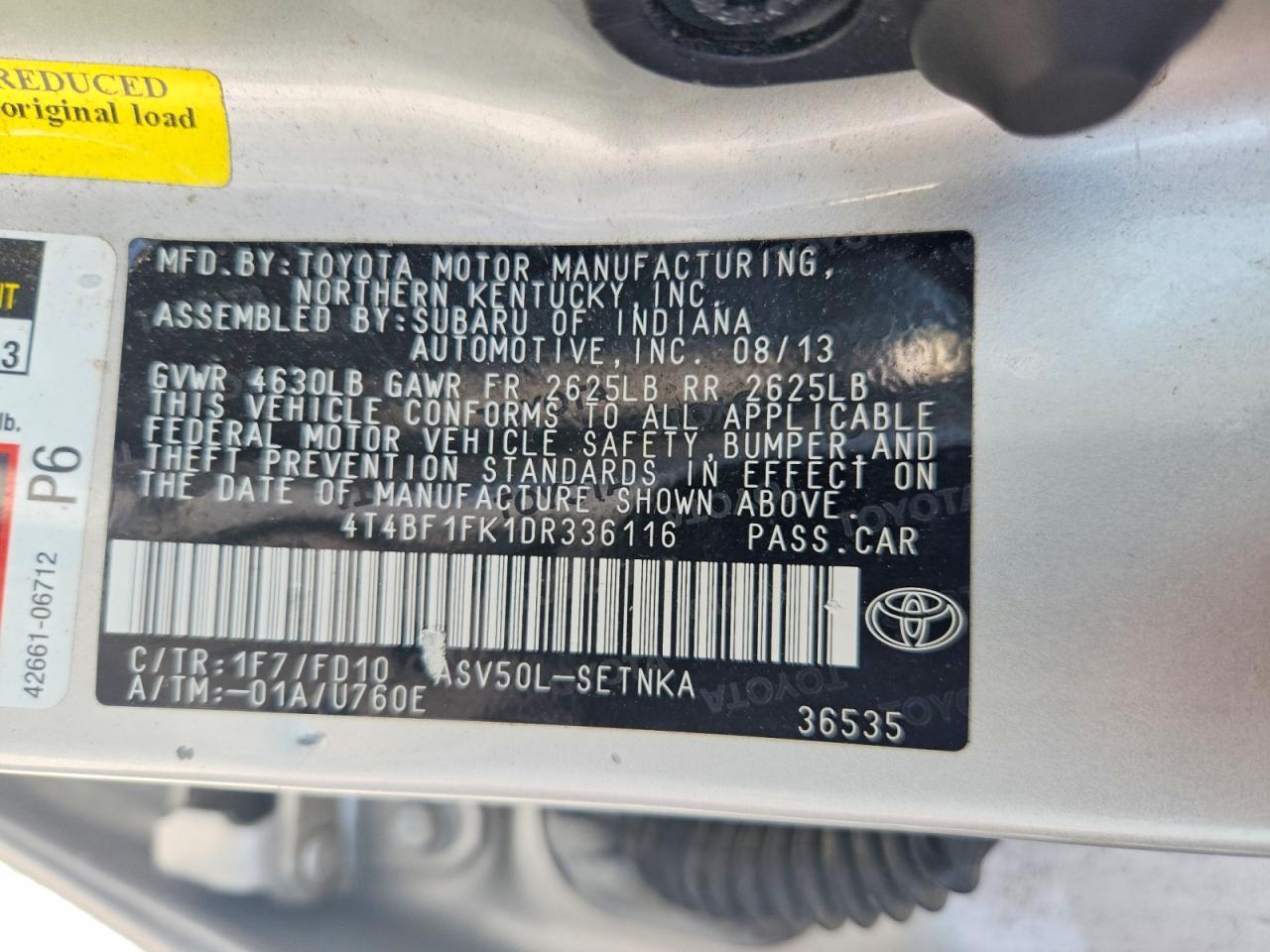 2013 Toyota Camry Le Silver vin: 4T4BF1FK1DR336116