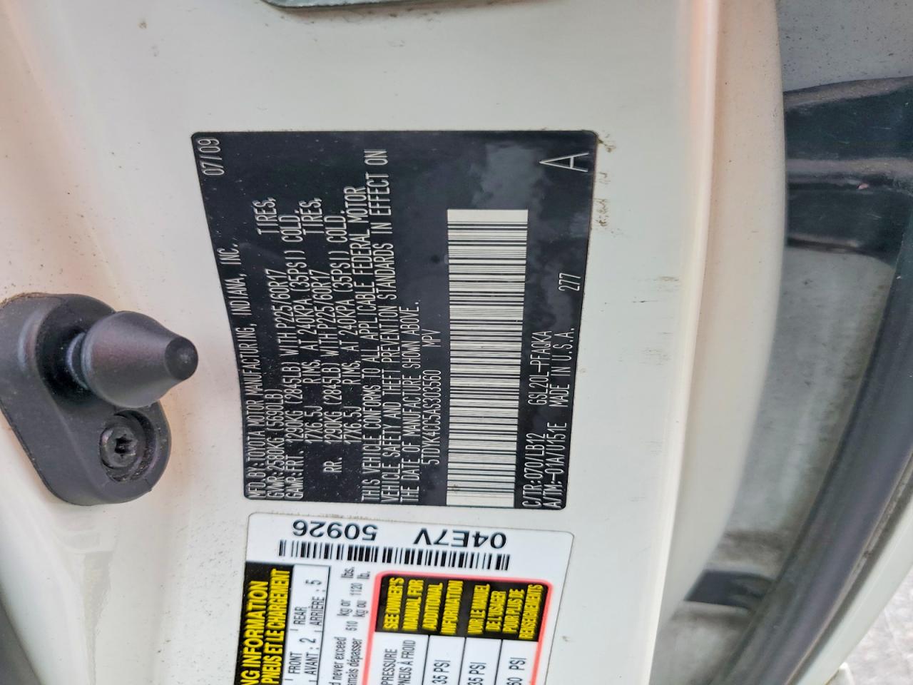 2010 Toyota Sienna Xle Белый vin: 5TDYK4CC5AS303560