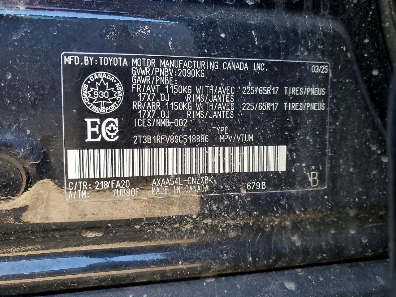 2025 Toyota Rav4 Le Black vin: 2T3B1RFV8SC518886