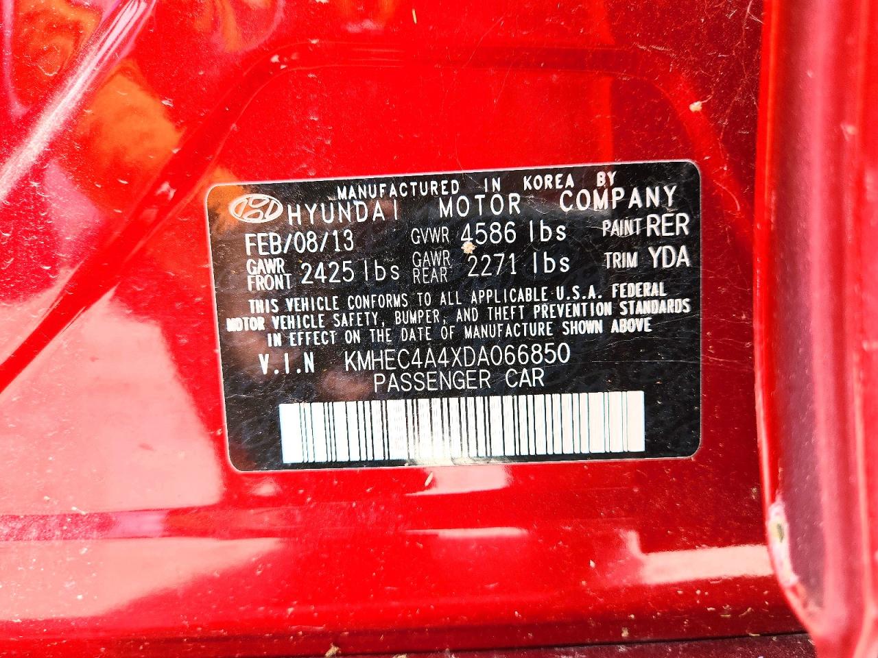 2013 Hyundai Sonata Hybrid Red vin: KMHEC4A4XDA066850