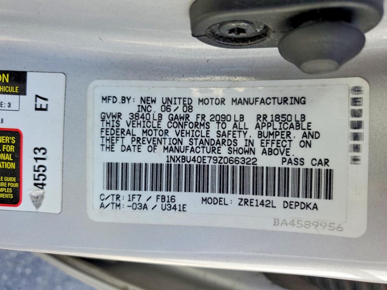 2009 Toyota Corolla Le Silver vin: 1NXBU40E79Z066322
