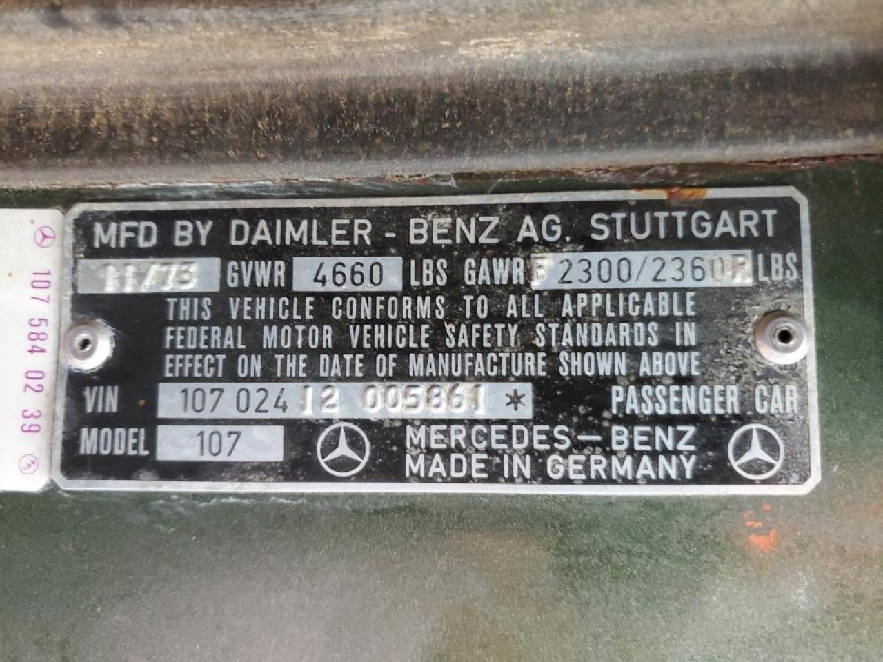 1974 Mercedes-benz 450 Scl Green vin: 10702412005861
