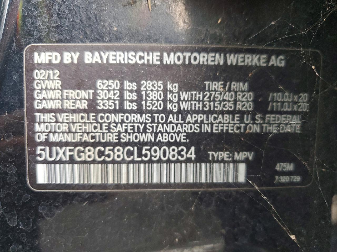 2012 Bmw X6 Xdrive50i Black vin: 5UXFG8C58CL590834