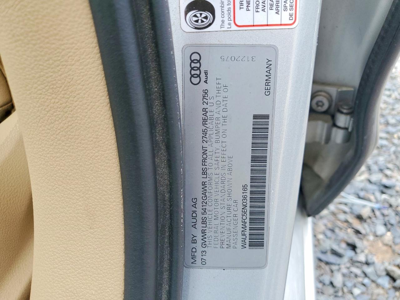 2014 Audi A6 Premium Plus Серебряный vin: WAUFMAFC5EN036165